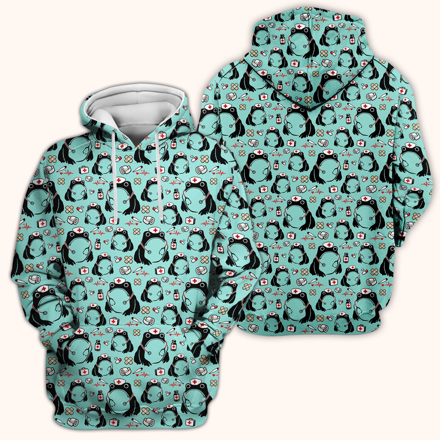 Cute Frog Nurse Medical Print Scrub Top, Comfortable Scrubs for Nurses