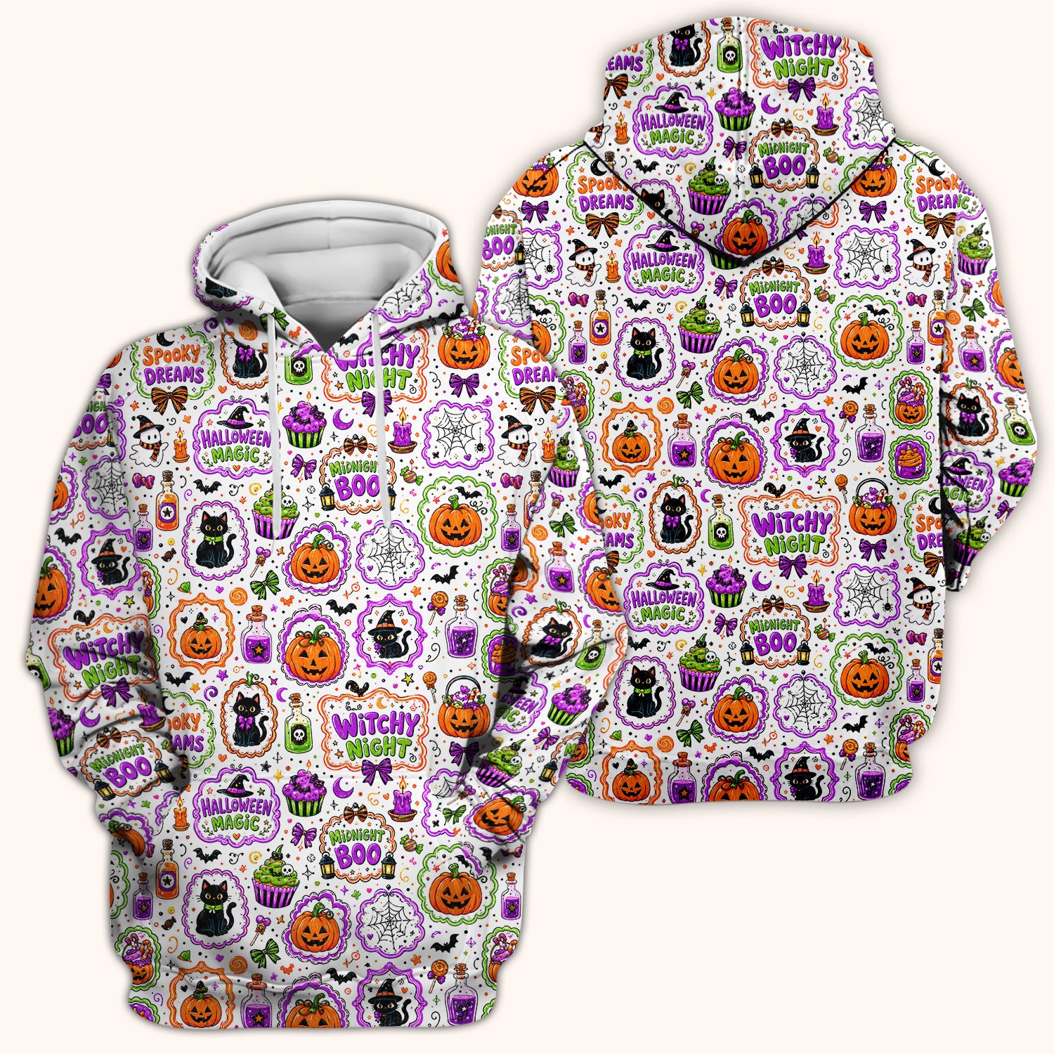 Witchy Halloween Magic And Pumpkins Scrub Top, Comfortable Scrubs for Nurses