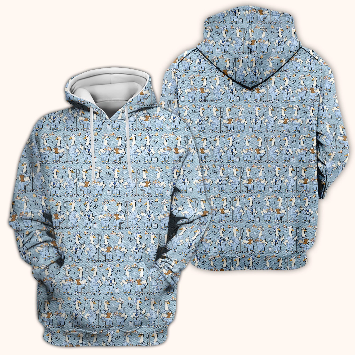 Cute Nurse Goose Working Pattern Scrub Top, Comfortable Scrubs for Nurses