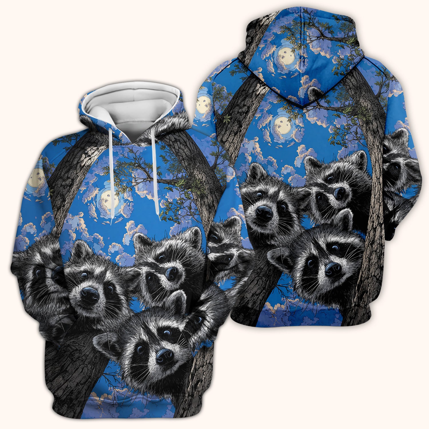 Cute Raccoon Tree Veterinary Pattern Scrub Top, Comfortable Scrubs for Nurses