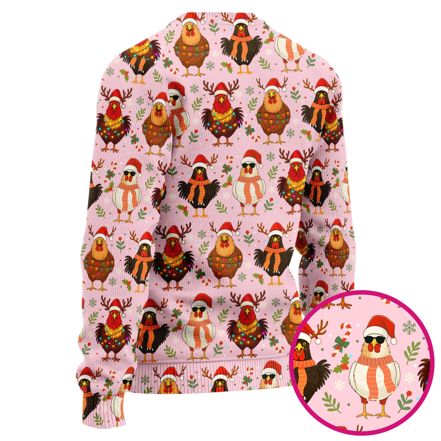 Funny Chicken Scrubs for Women - Christmas Pattern Scrub Top & Pants - Christmas Scrubs with Adorable Design
