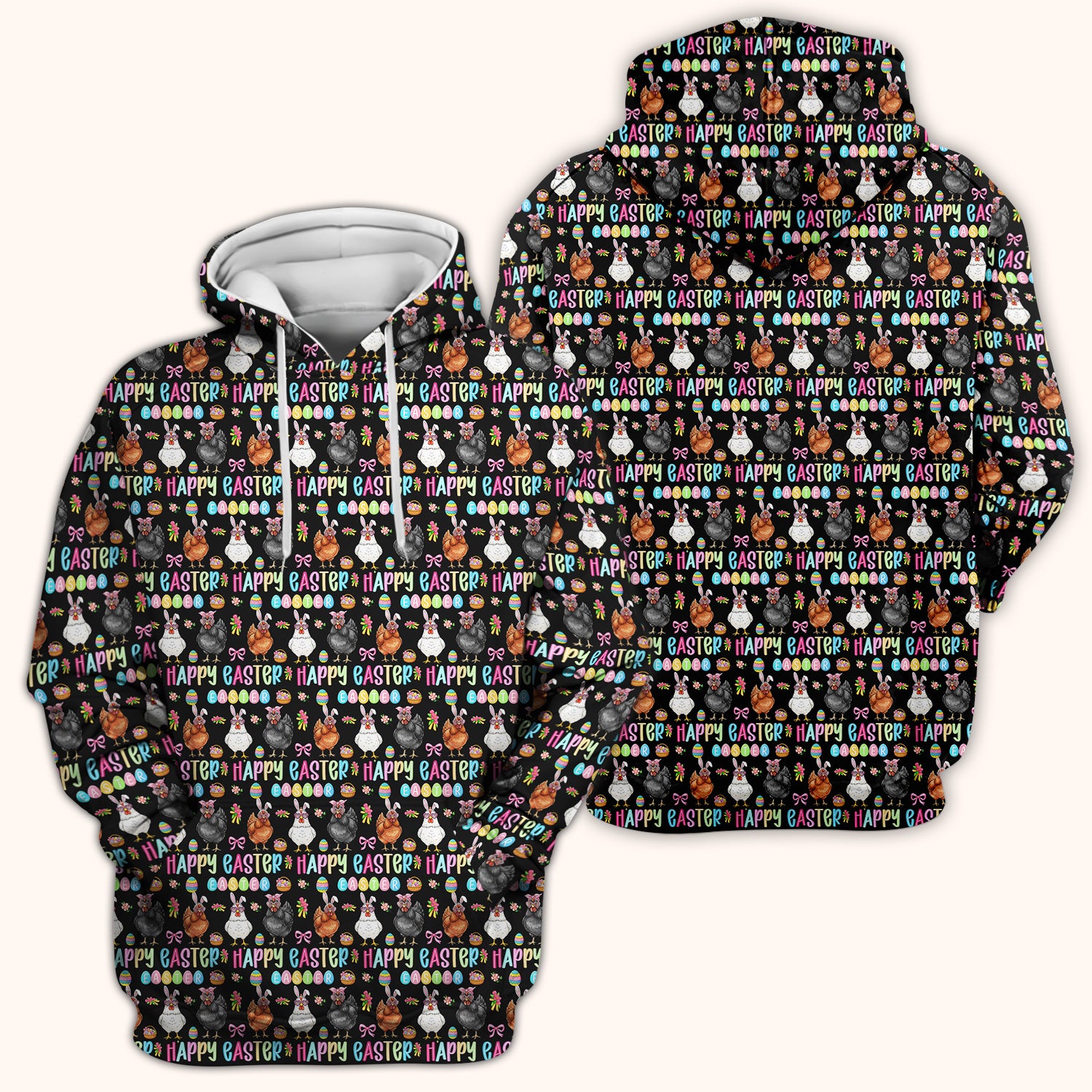 Happy Easter Bunny Eggs Pattern Scrubs Top, Comfortable Scrubs for Nurses
