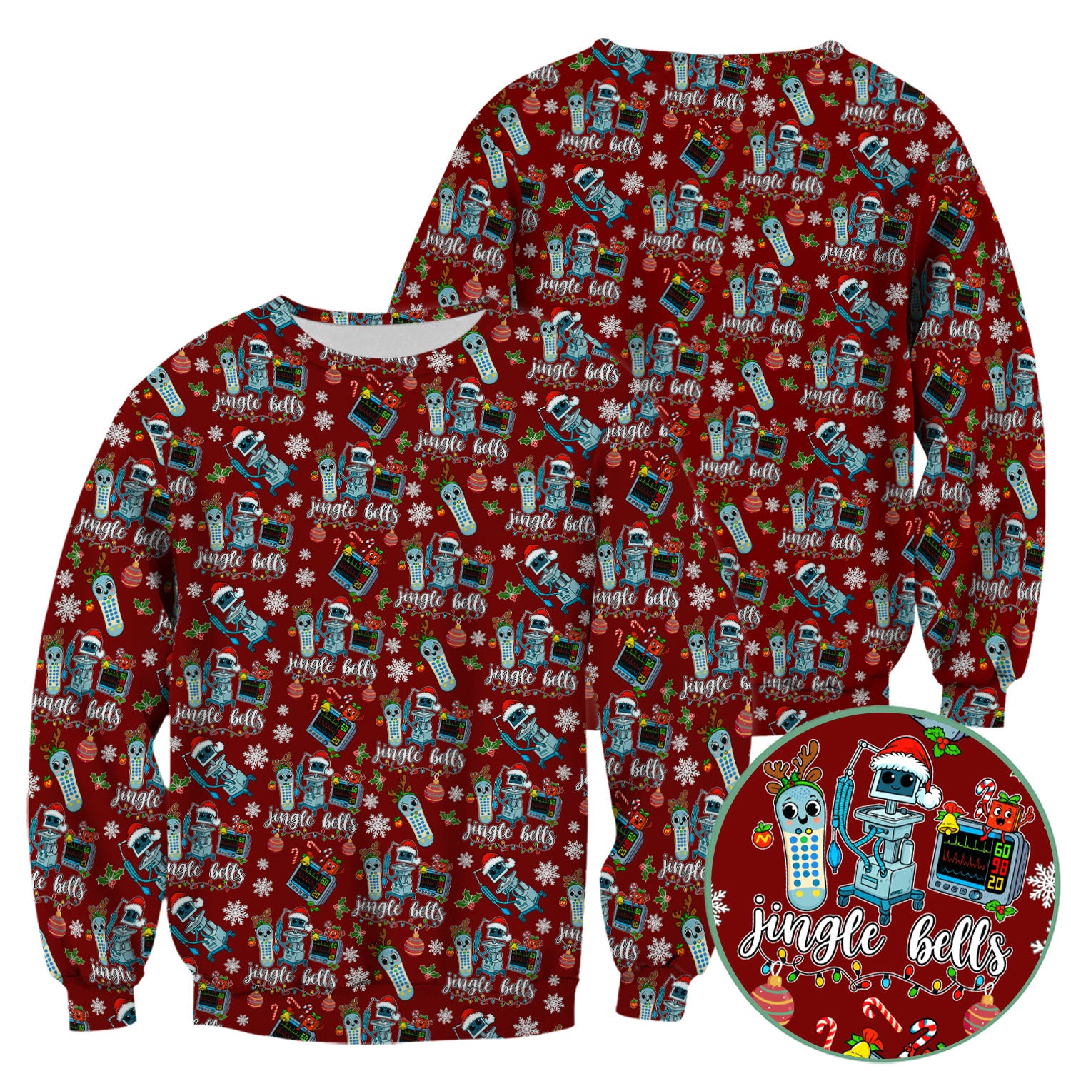 Funny Jingle Bells Holiday Scrub Top - Funny Christmas Scrubs for Nurses - Breathable Fabrics Nursing Uniform