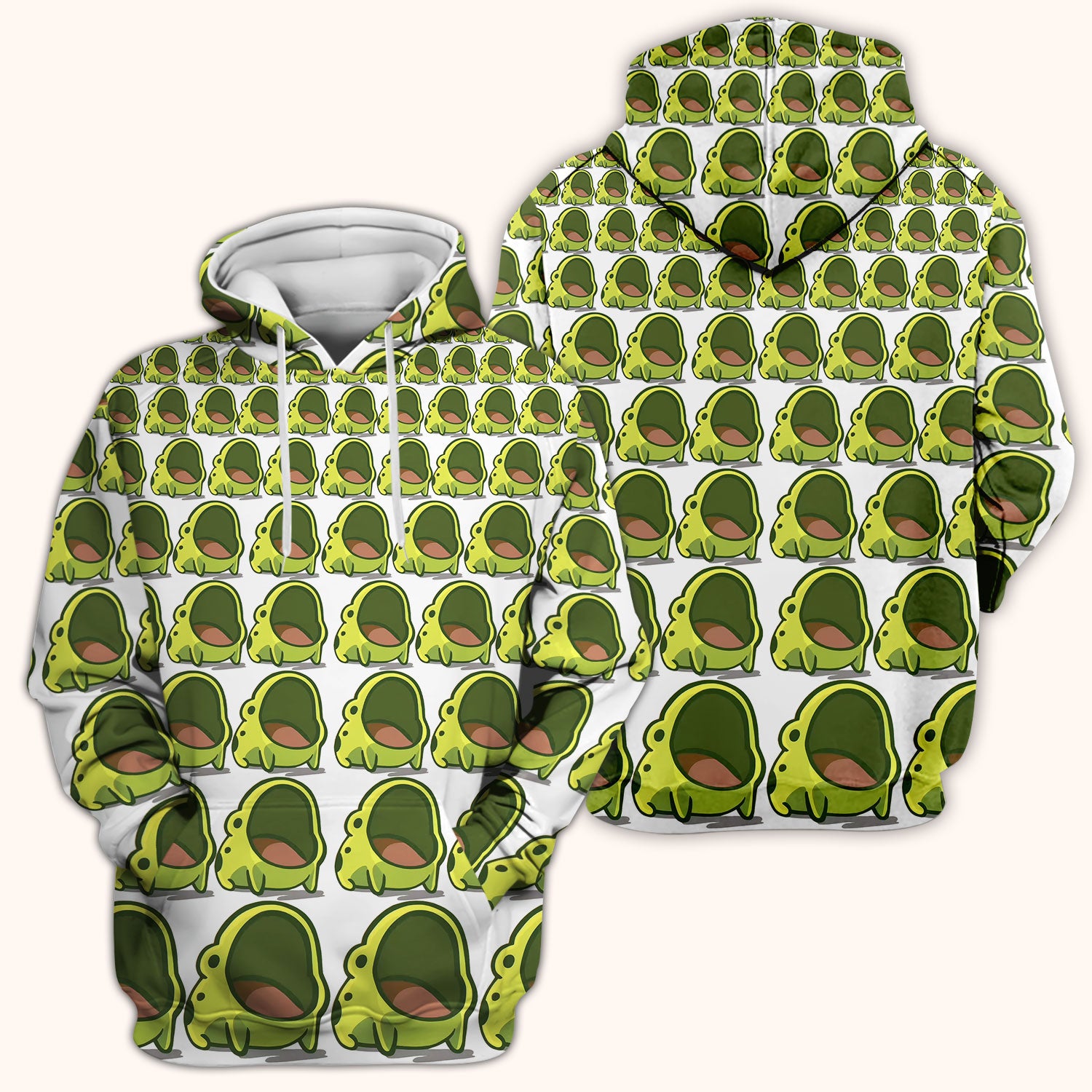 Cute Green Frog Cartoon Pattern Scrub Top, Breathable Fabrics Nursing Uniform