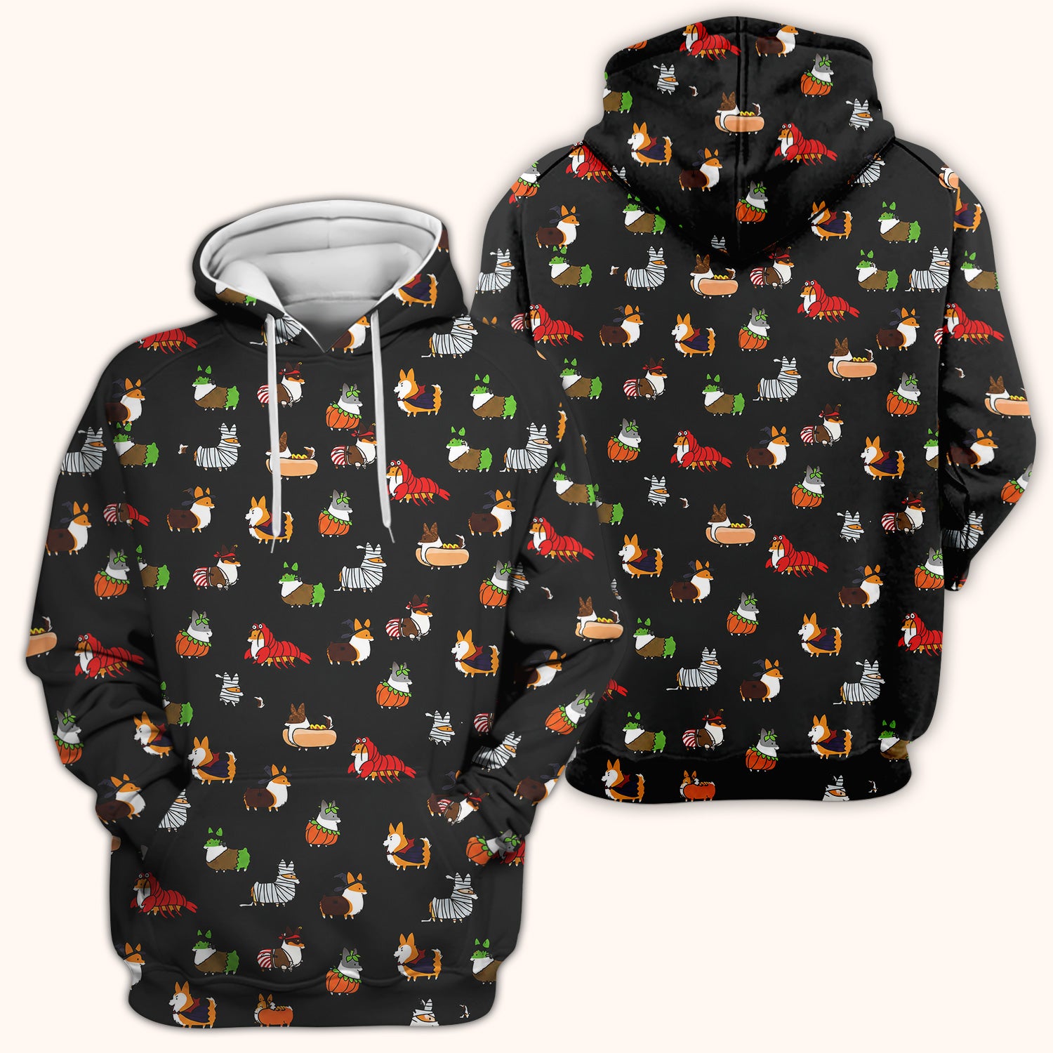 Cute Halloween Costume Corgis Scrub Top, Comfortable Scrubs for Nurses