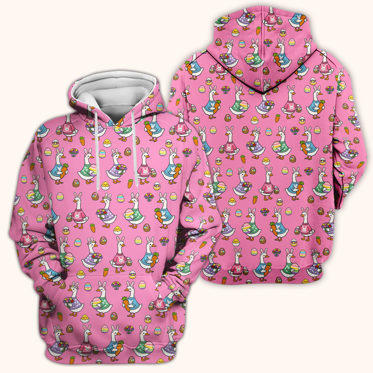 Cute Easter Goose Pattern Scrub Top, Breathable Fabrics Nursing Uniform