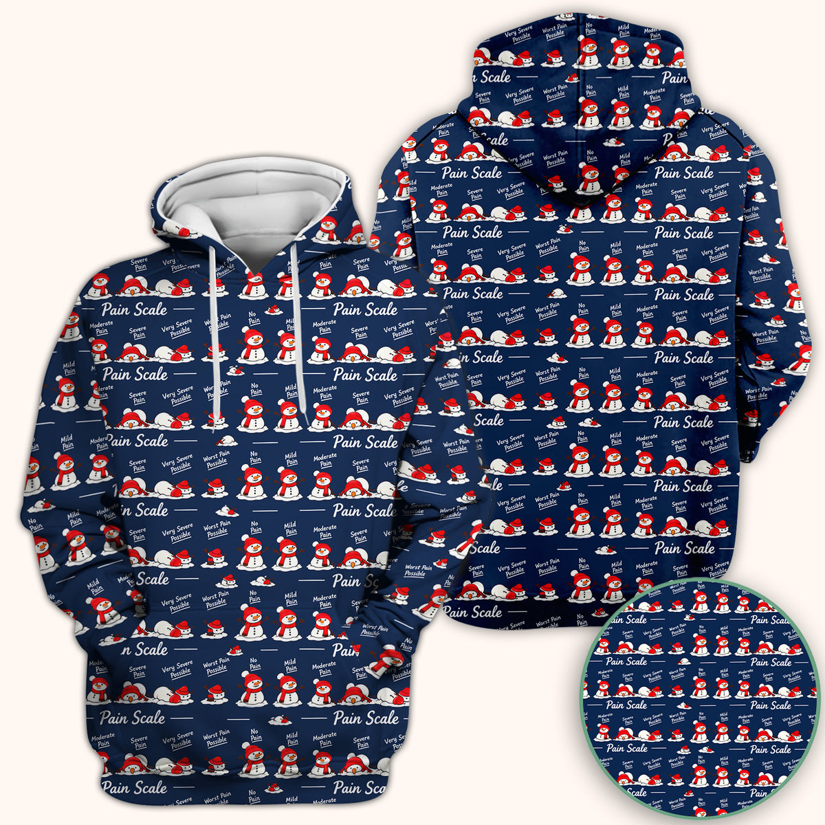 Funny Christmas Snowman Pain Scale Scrub Top, Comfortable Scrubs for Nurses
