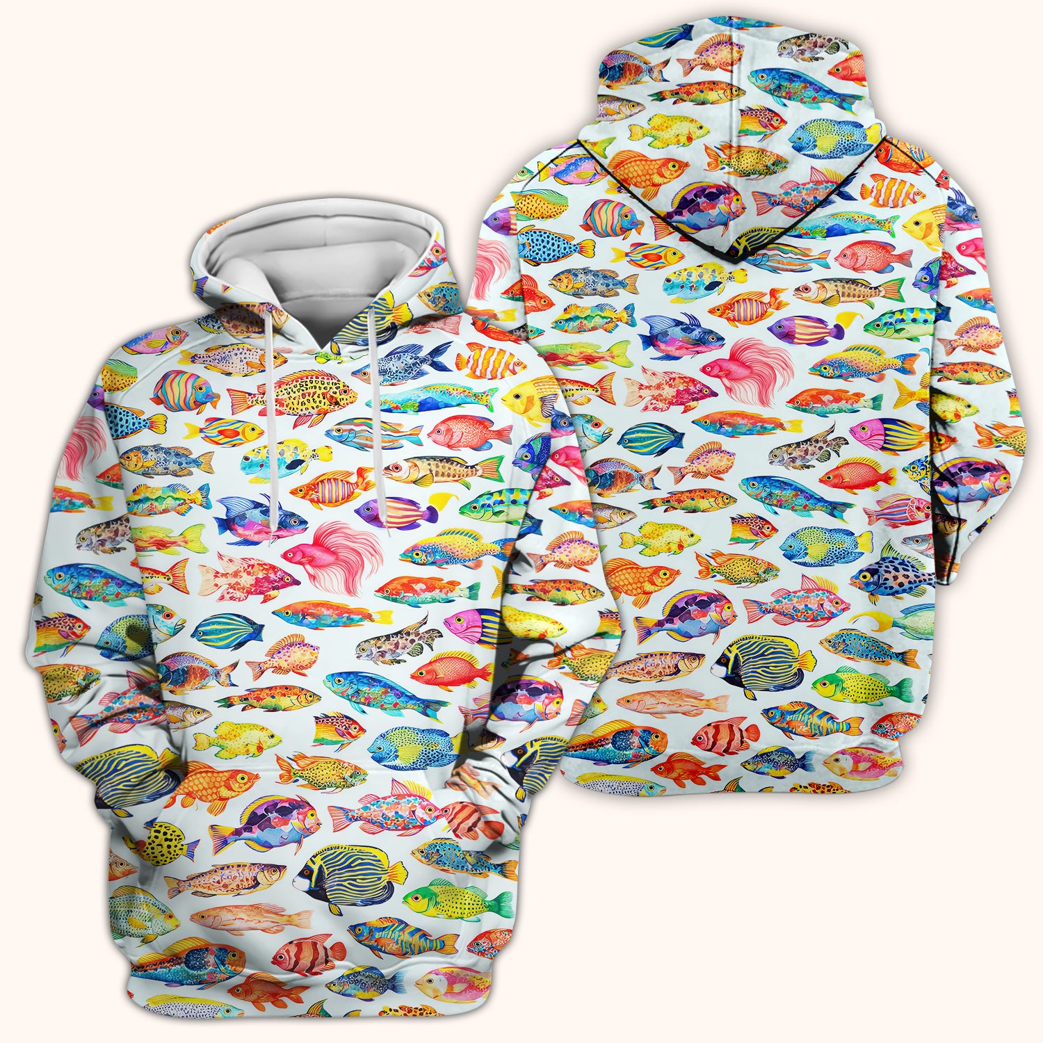 Colorful Tropical Fish Pattern Scrub Top, Breathable Medical Scrubs