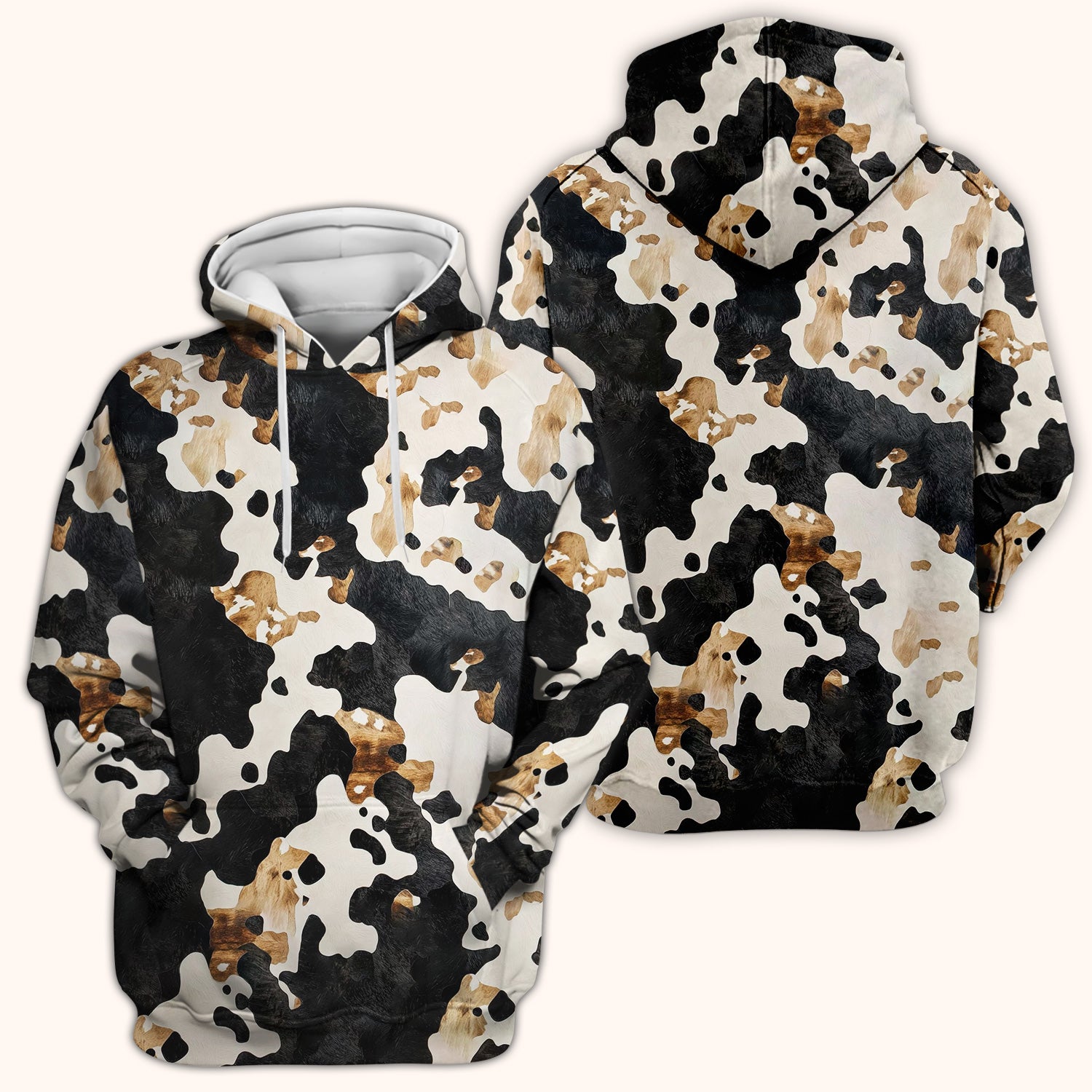 Classic Cow Print Pattern Scrub Top, Breathable Fabrics Nursing Uniform