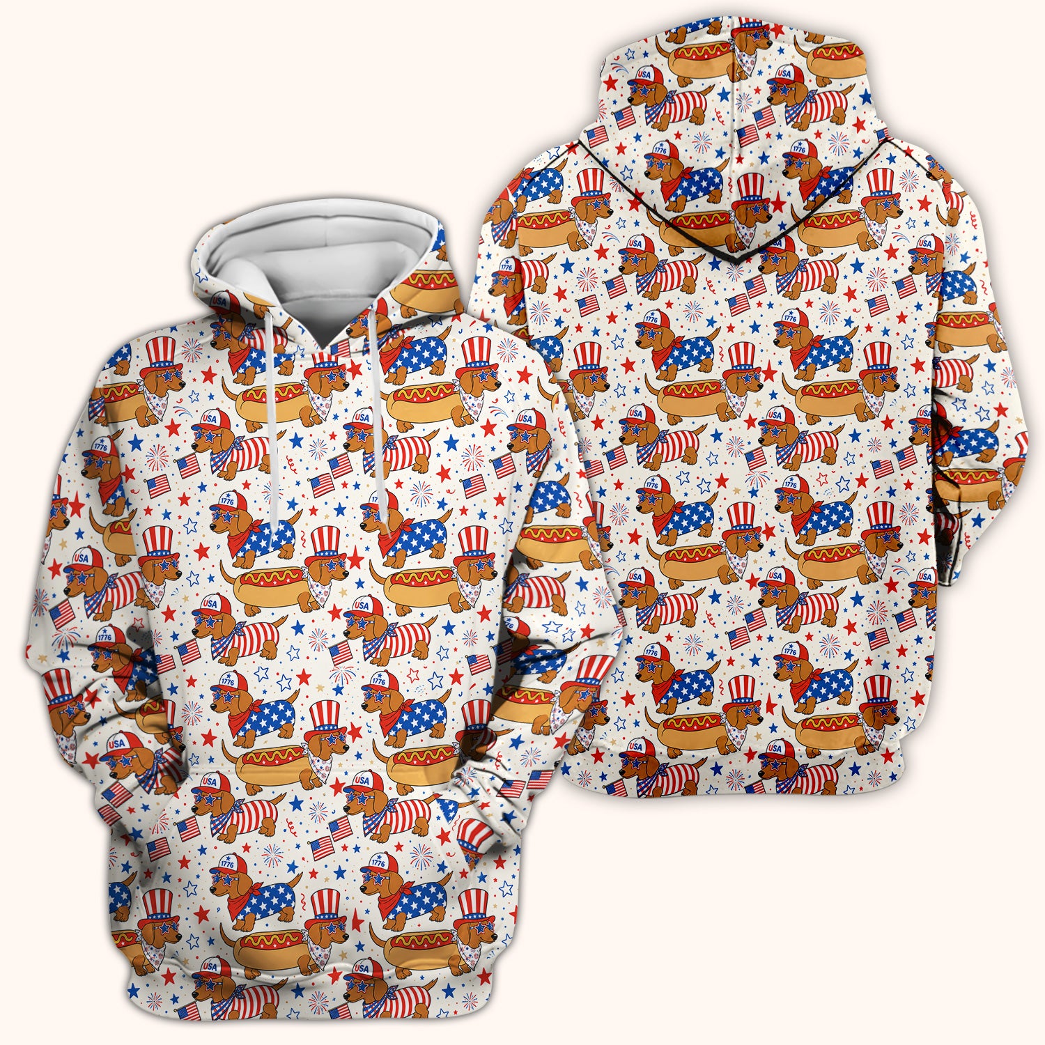 Patriotic Dachshund Fourth Of July Scrub Top, Comfortable Scrubs for Nurses