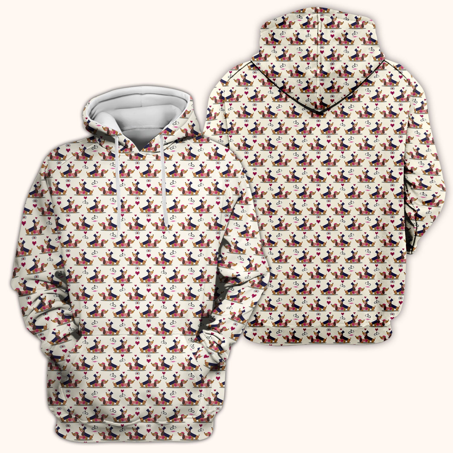 Funny Dachshund Couple Valentine Scrub Top - Nursing Gift for Women