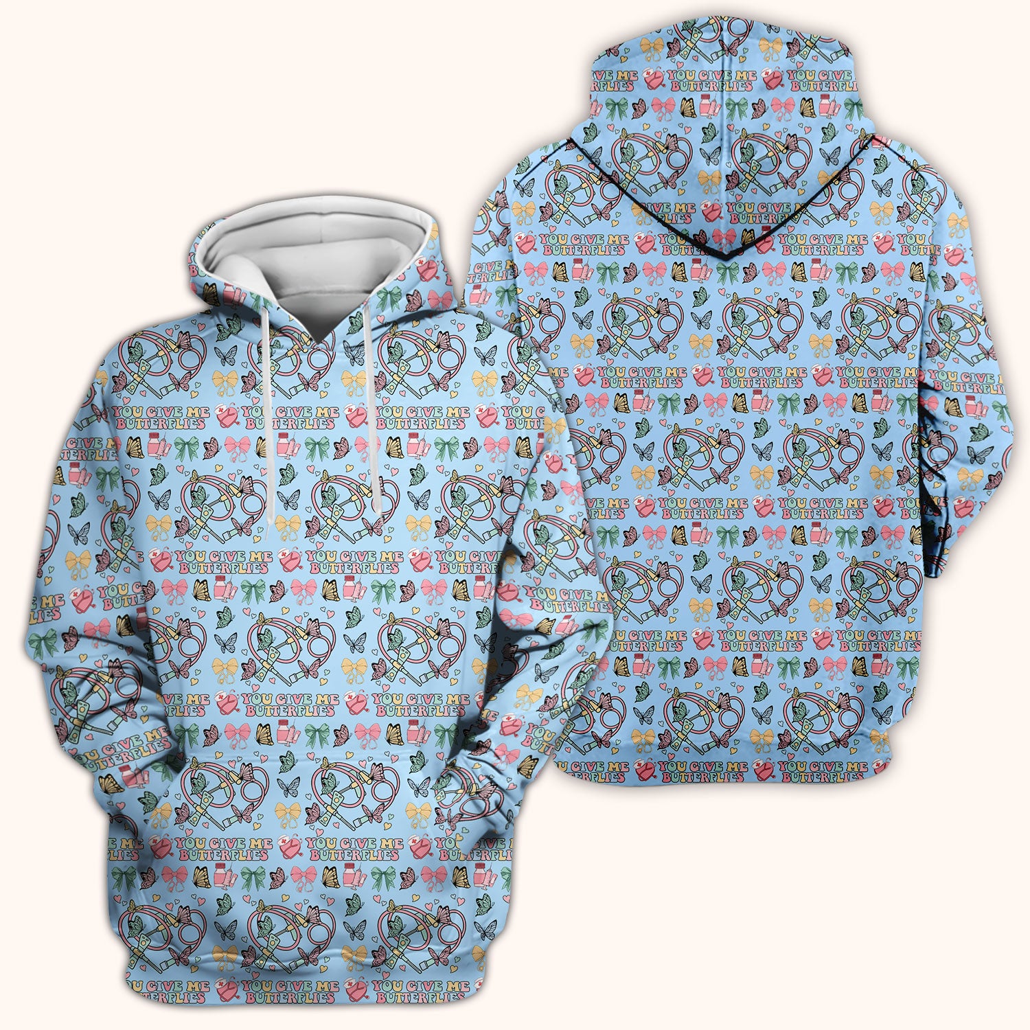 Butterfly Heart Valentine Medical Pattern Scrub Top, Comfortable Scrubs for Nurses