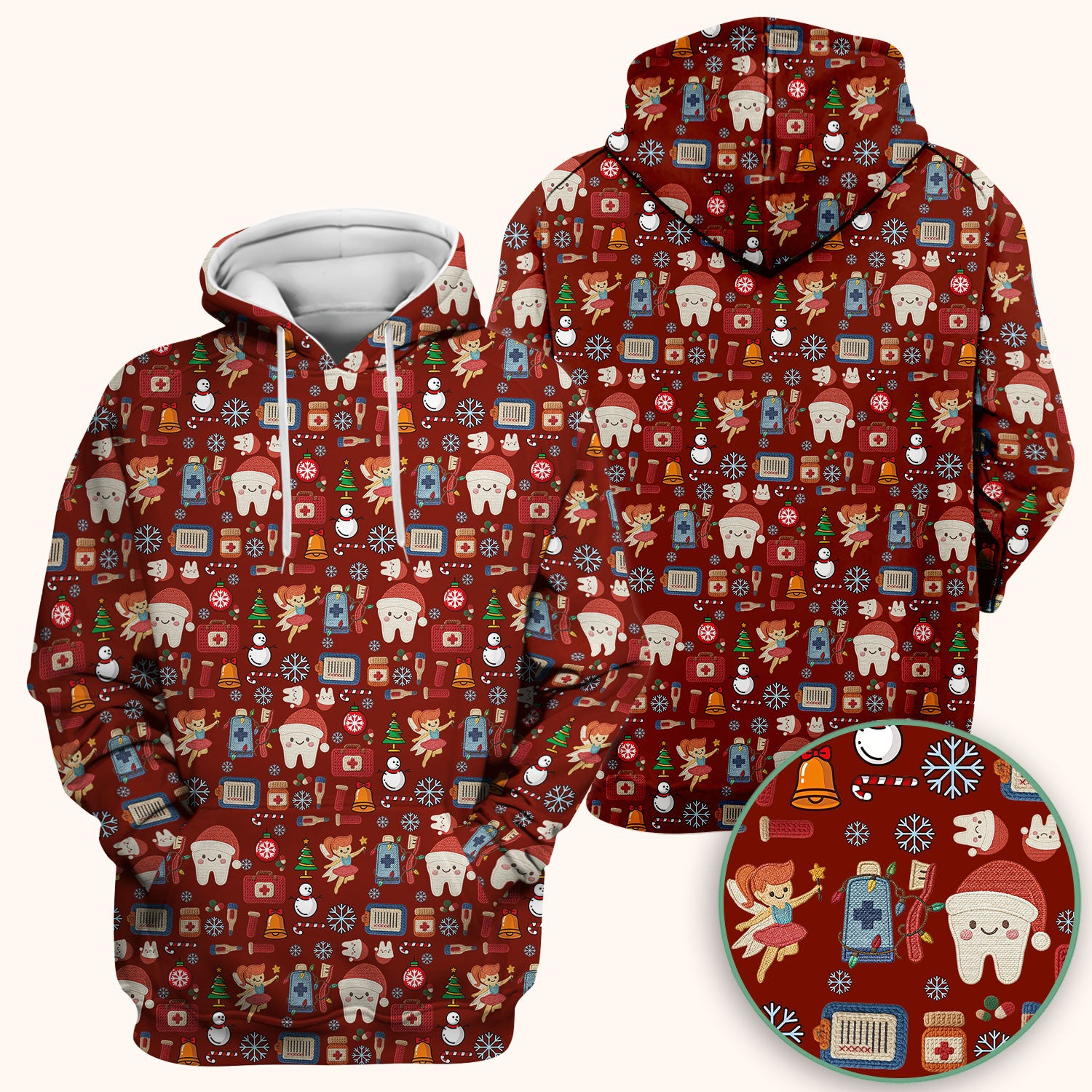 Christmas Dental Scrub Top - Cute Santa Tooth & Snowman Shirt - Festive Holiday Medical Uniform for Dentists, Hygienists & Nurses