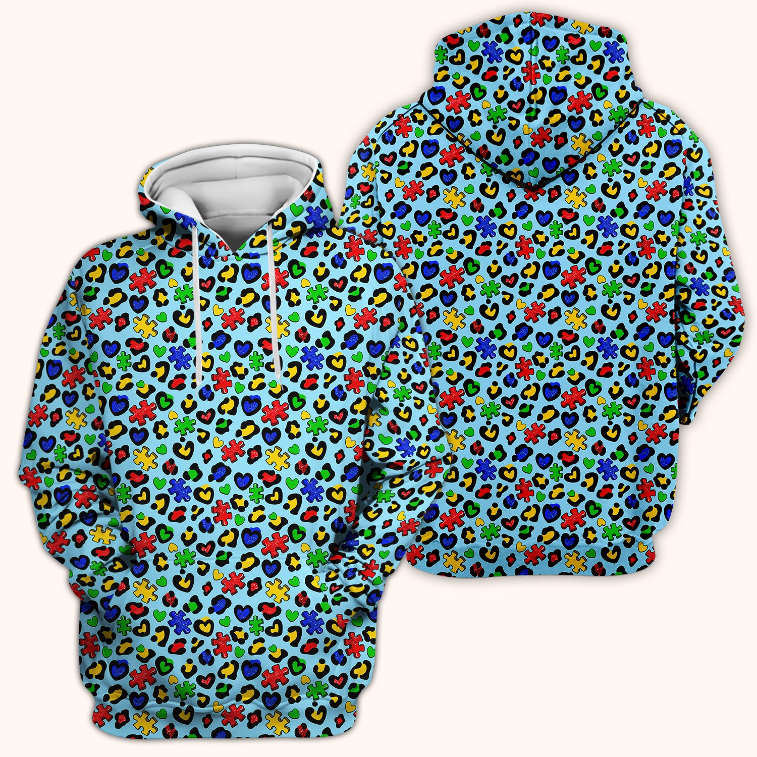 Puzzle Heart Awareness Print Scrub Top, Soft & Comfortable Scrubs for Nurses