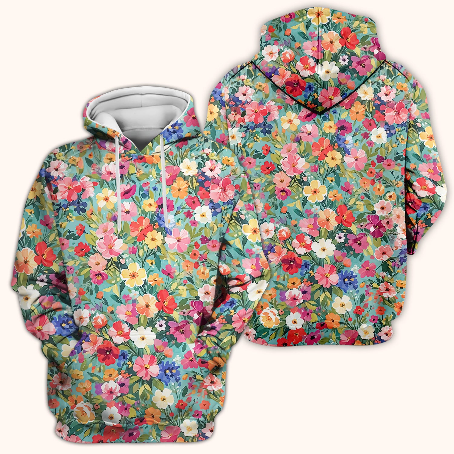 Colorful Wildflower Garden Bloom Scrub Top, Comfortable Scrubs for Nurses