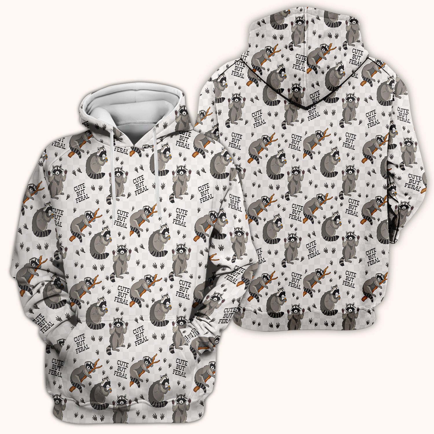 Funny Feral Raccoon Pattern Scrub Top, Comfortable Scrubs for Nurses