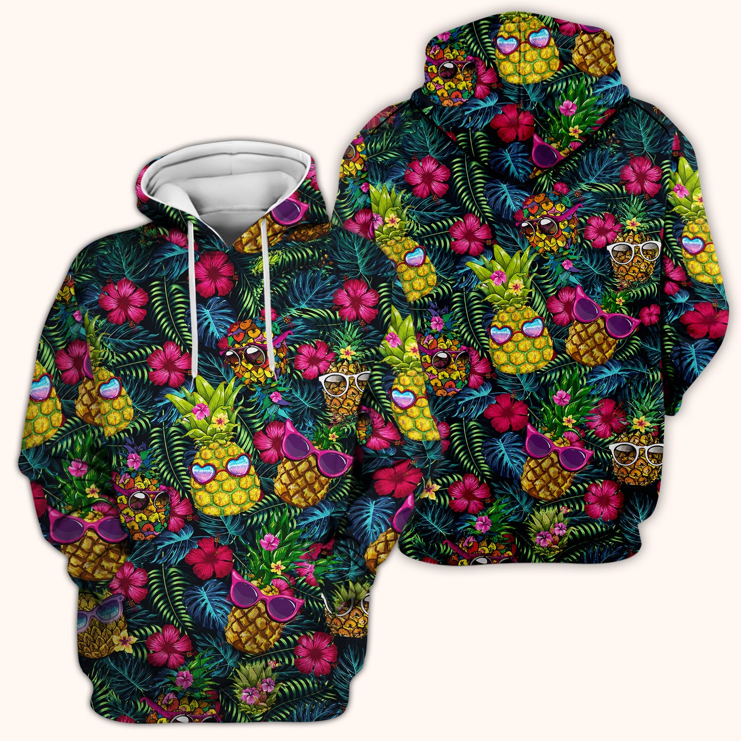Cute Tropical Pineapple Sunglasses Pattern Scrub Top, Comfortable Scrubs for Nurses
