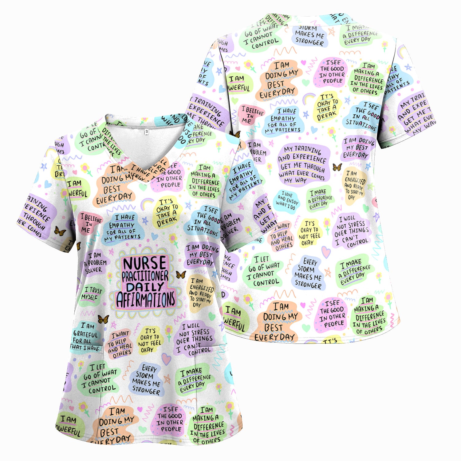 Personalized Nurse Practitioner Shirt - Daily Affirmations Pastel Design - Motivational Gift for RN LPN CNA Women
