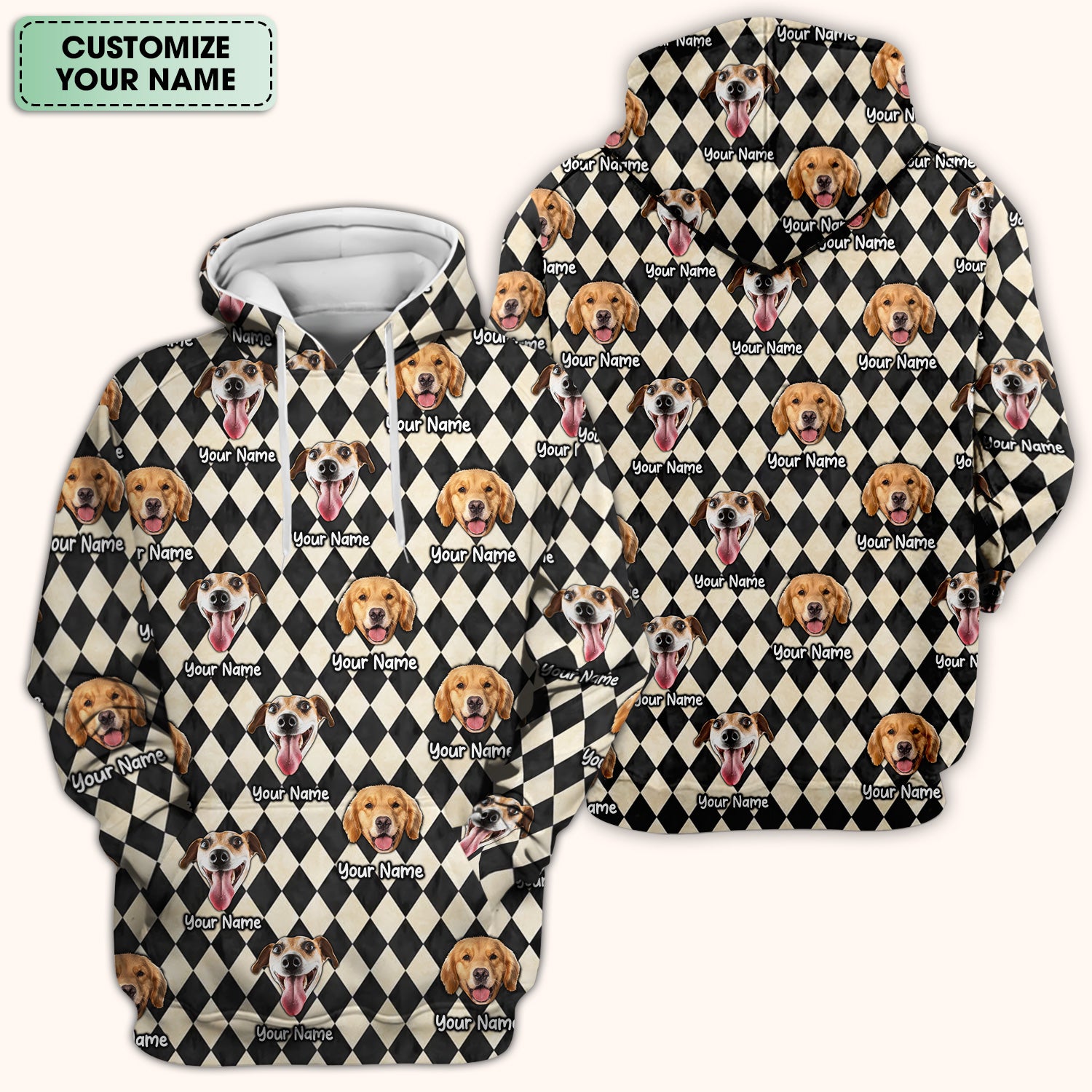 Personalized Pet Portrait Argyle Scrub Top, Comfortable Scrubs for Nurses