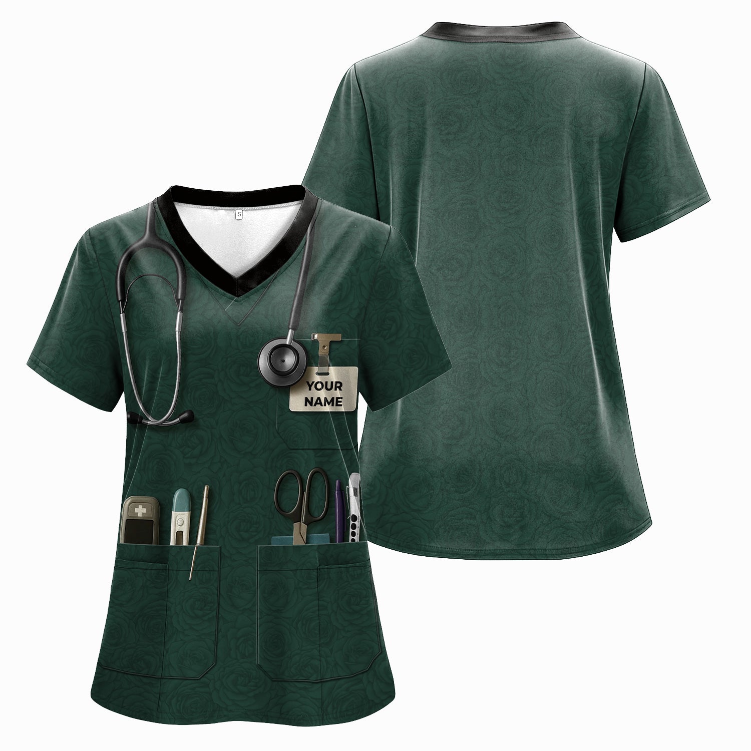 Personalized Nurse Utility Shirt with Tools - Custom Green Scrubs Gift for RN, CNA, LPN, Nursing Student - Funny Medical Uniform T-Shirt for Women and Men