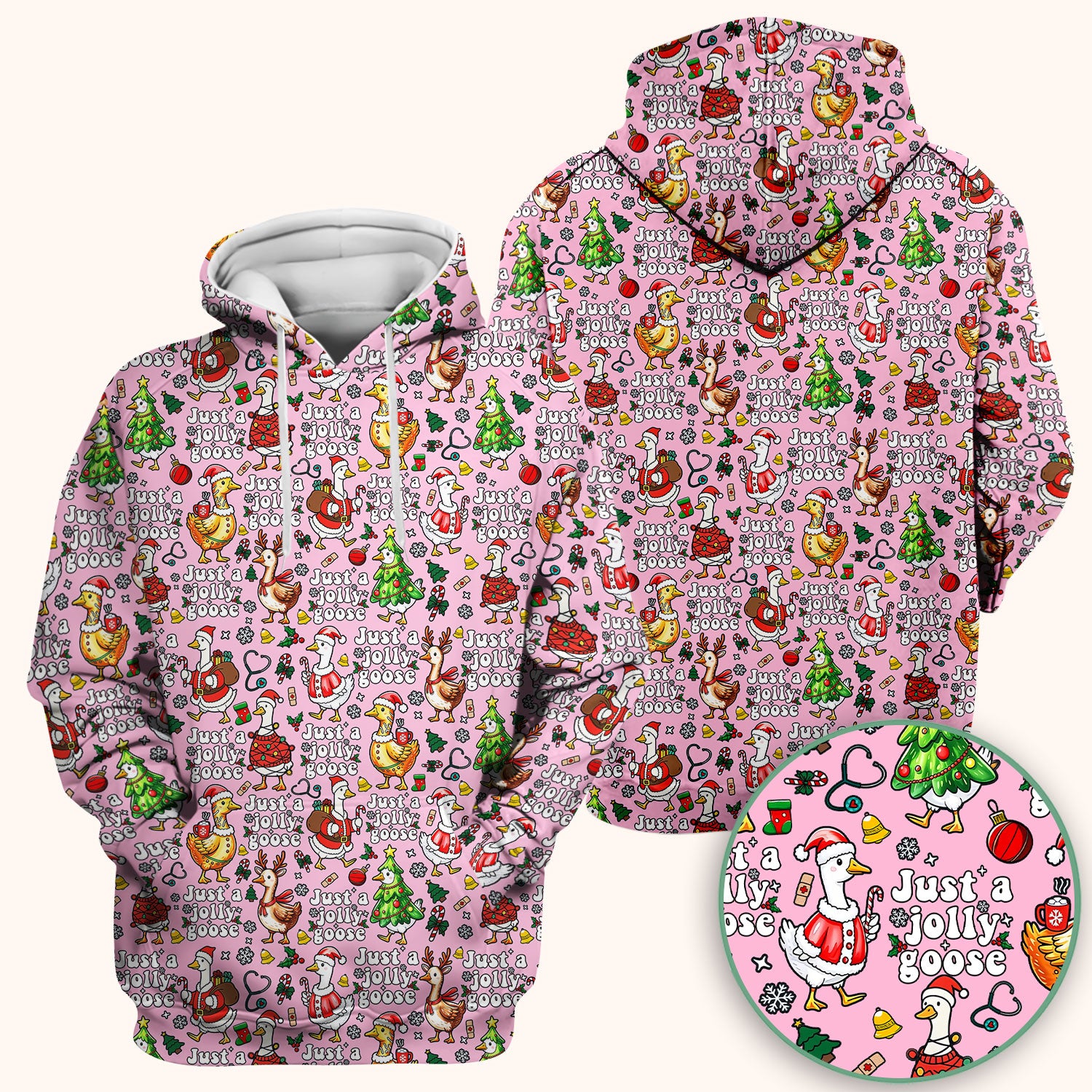 Christmas Goose Scrub Top for Nurse - Funny Jolly Holiday Medical Shirt for Women