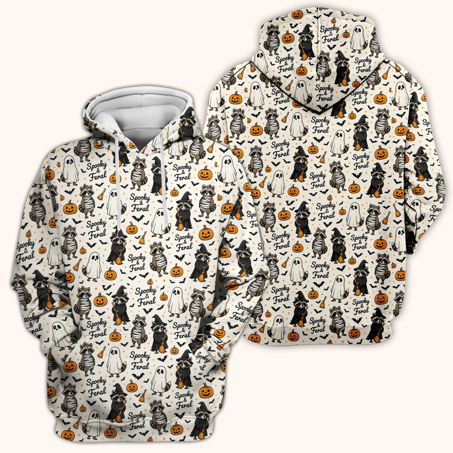 Spooky And Feral Halloween Raccoon Scrub Top, Comfortable Scrubs for Nurses
