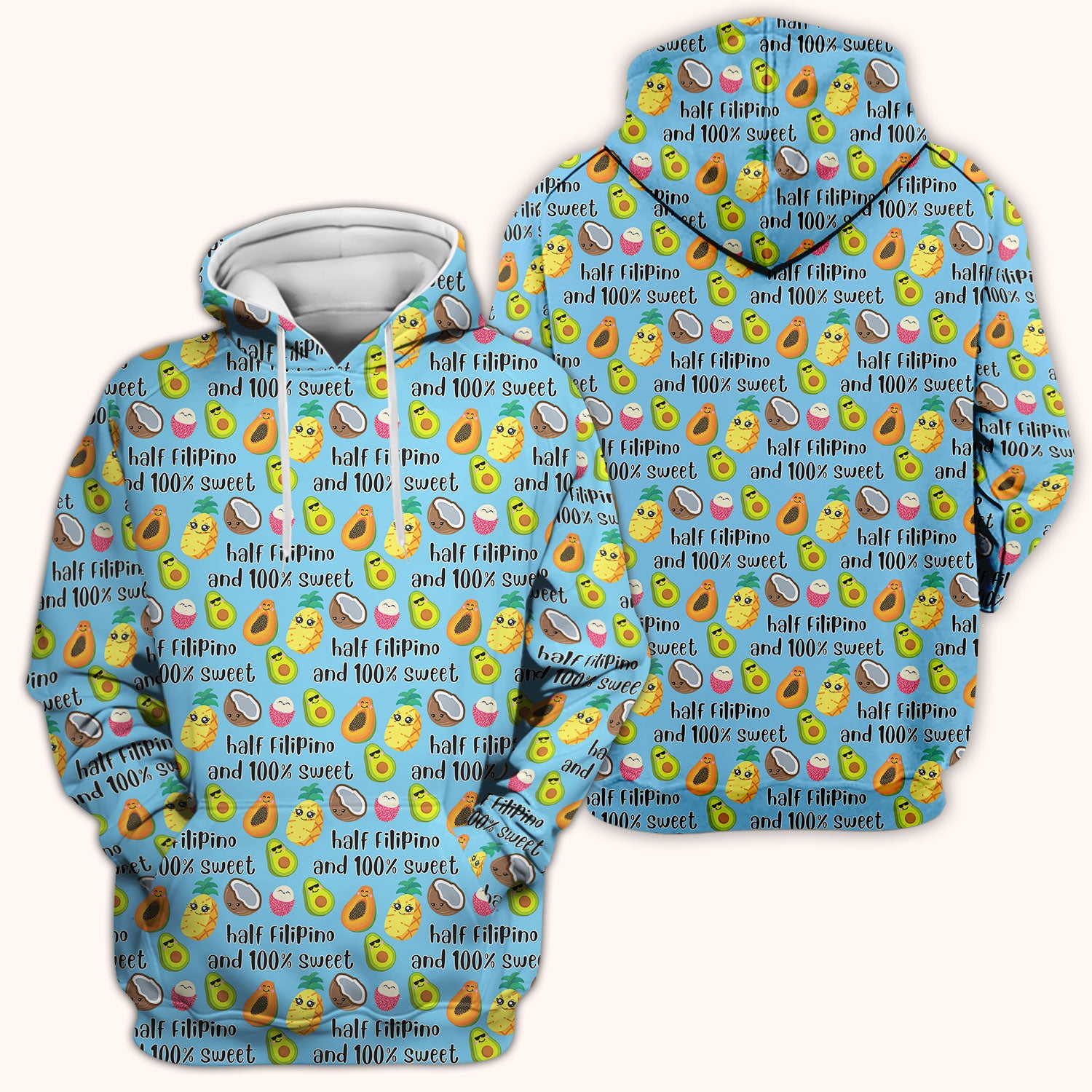 Playful Avocado Fruit Print Filipino Quote Scrub Top, Breathable Fabrics Nursing Uniform