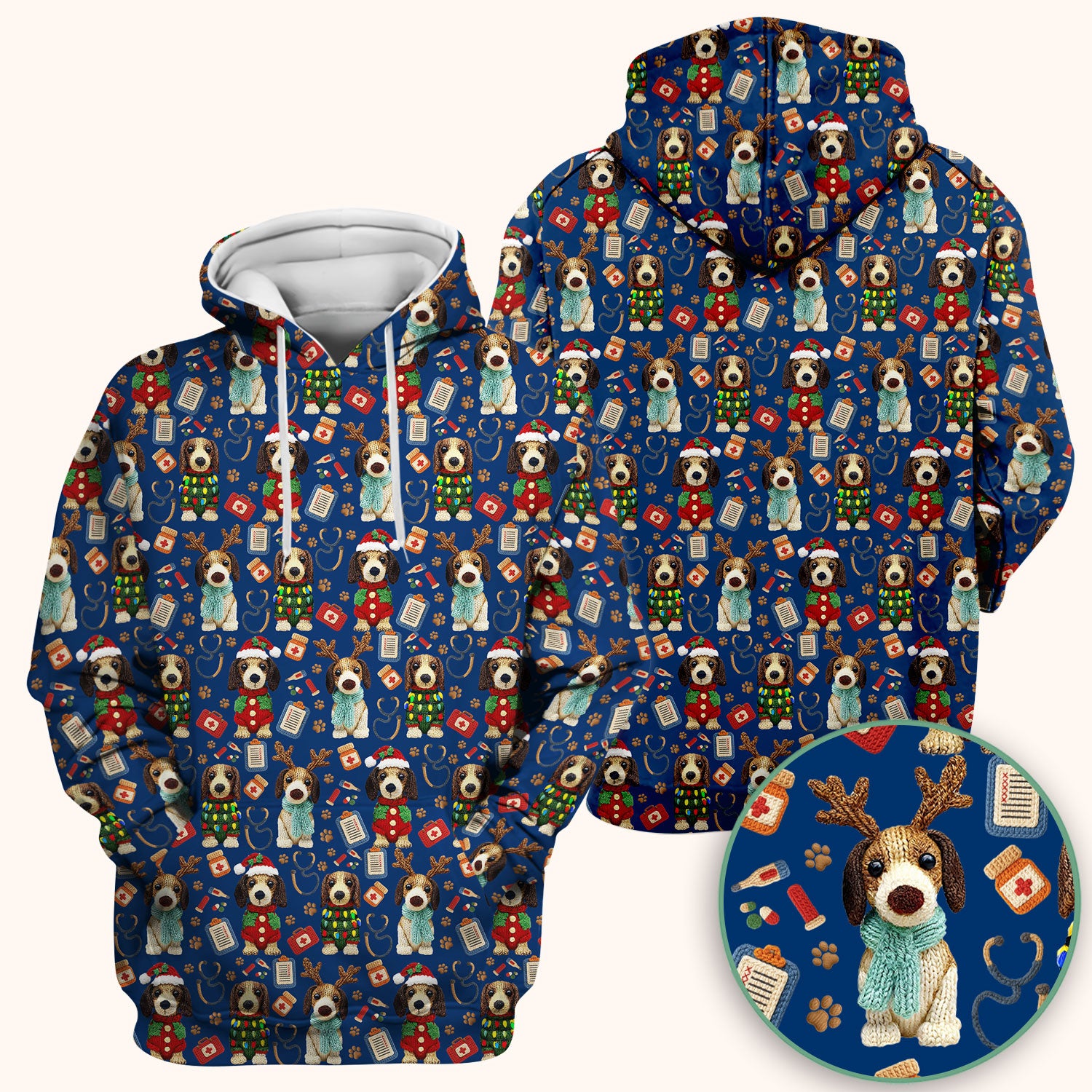 Christmas Doxie Scrubs for Women - Cute Dachshund Christmas Scrub Top for Nurses - Funny Medical Uniform Gift