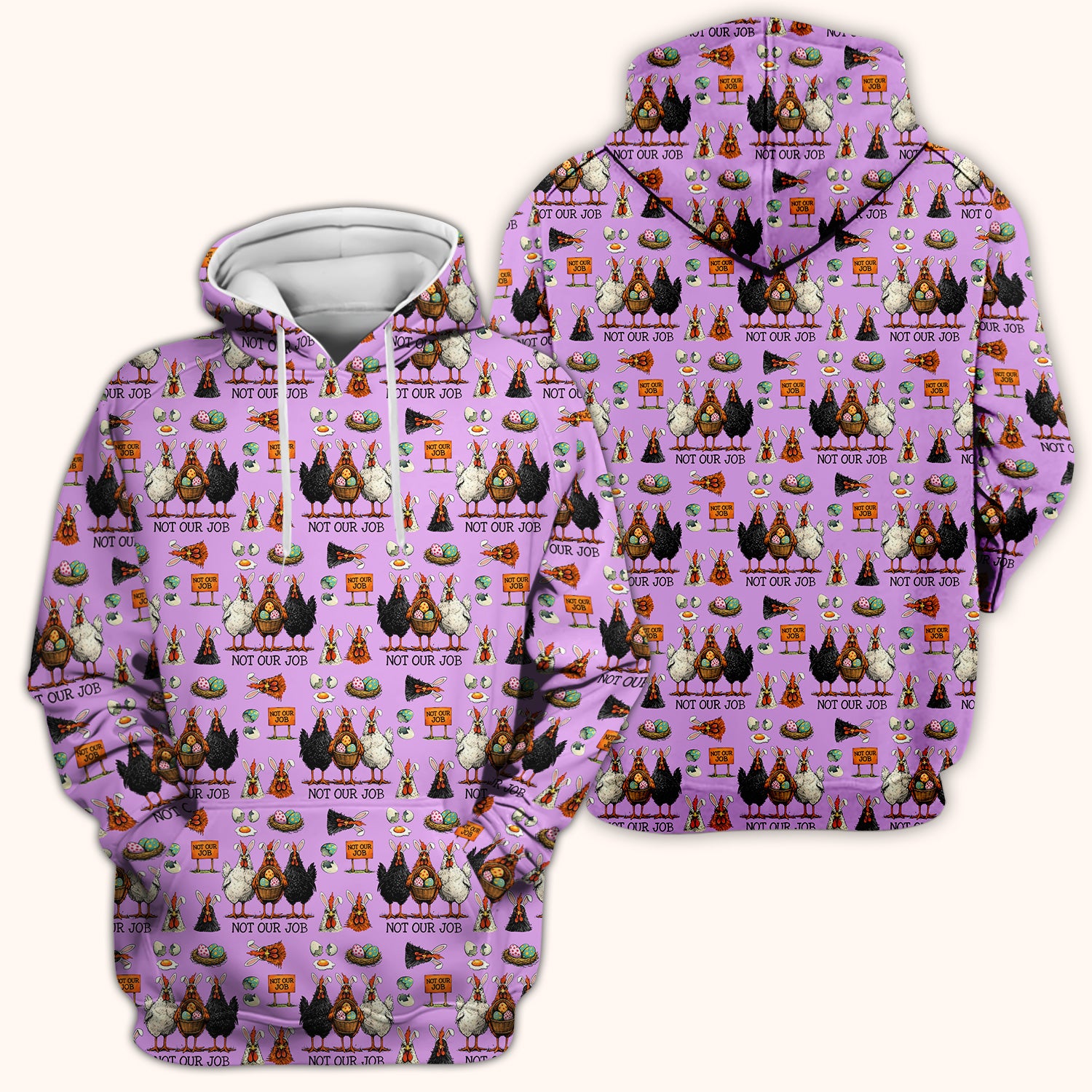 Funny Easter Chicken Humor Pattern Scrub Top, Comfortable Scrubs for Nurses