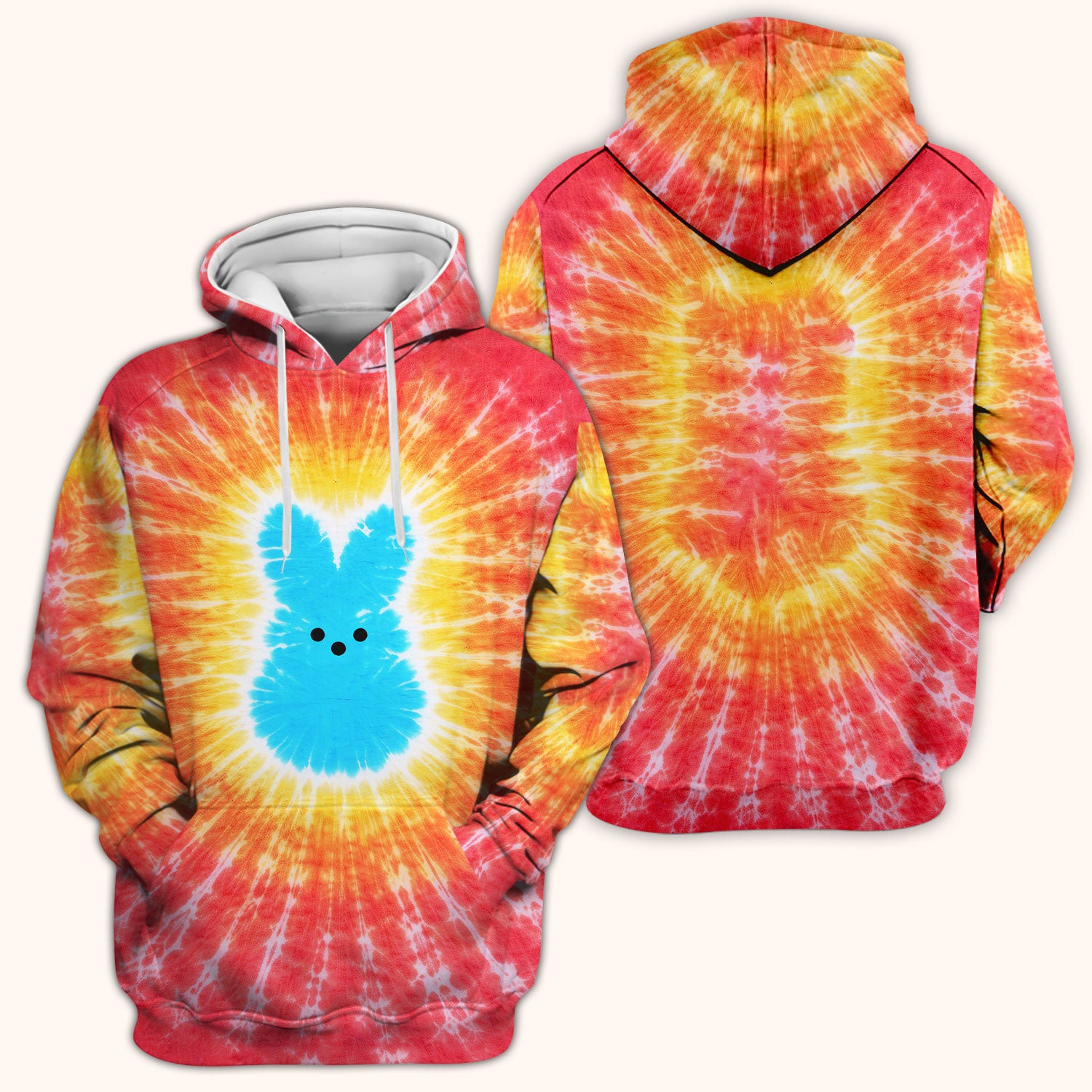 Easter Peep Tie Dye Scrub Top, Easter Bunny Nurse Shirt For Women, Breathable Fabrics Nursing Uniform