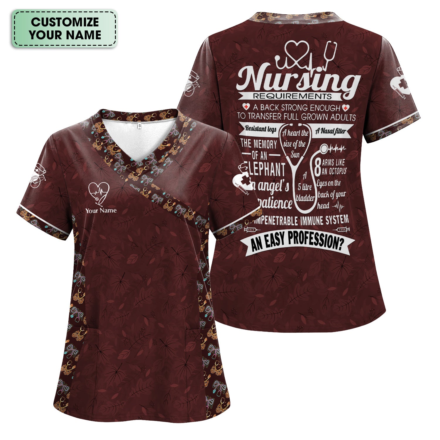 Custom Name Nurse Shirt for Women - Funny Nursing Requirements Graphic Tee - Gift for CNA, LPN, Medical Worker