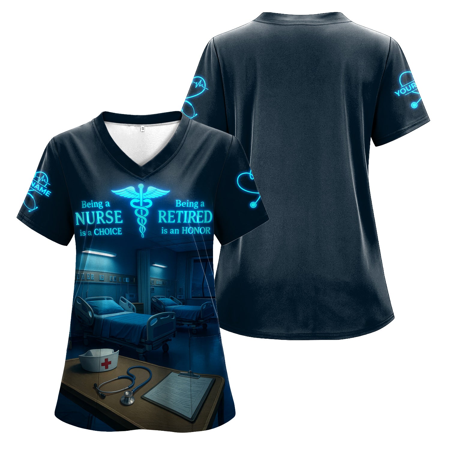 Personalized Retired Nurse Shirt for RN LPN CNA - Being a Nurse Is a Choice, Retired Is an Honor - Custom Name Gift for Medical Staff