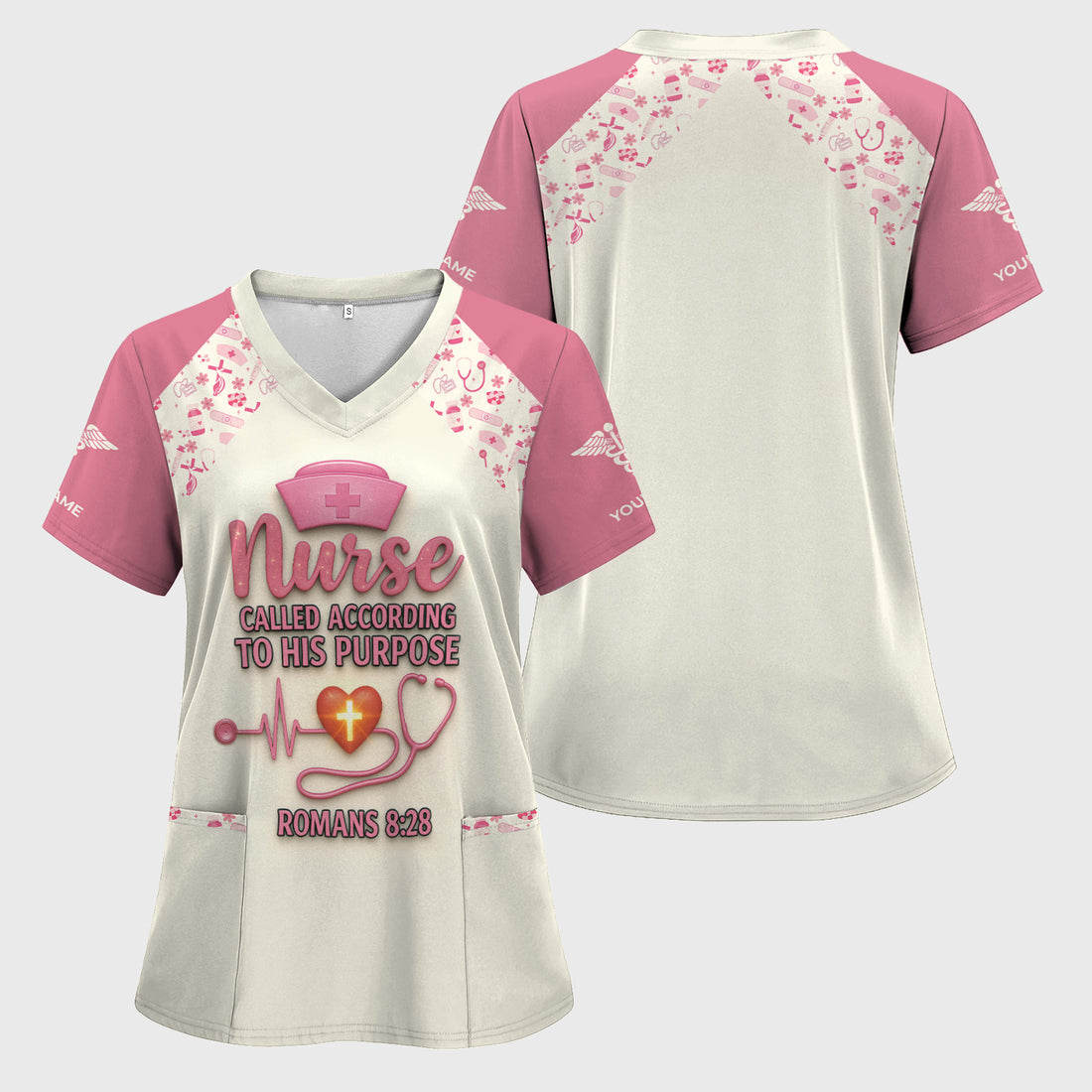 Personalized Christian Nurse Scrub Top - Called To Purpose Quote Design - Gift for RN LPN Healthcare Workers