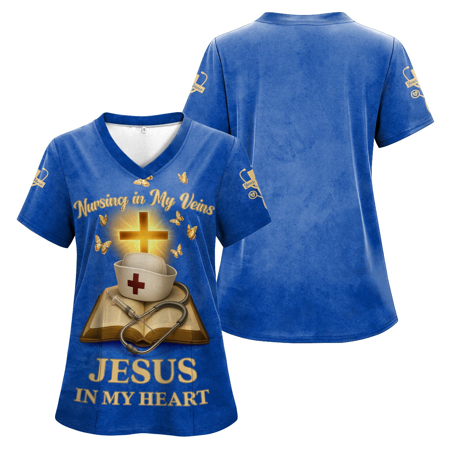 Personalized Christian Nurse Shirt - Jesus in My Heart  Quote - Available in Multiple Colors - Gift for Women RN LPN