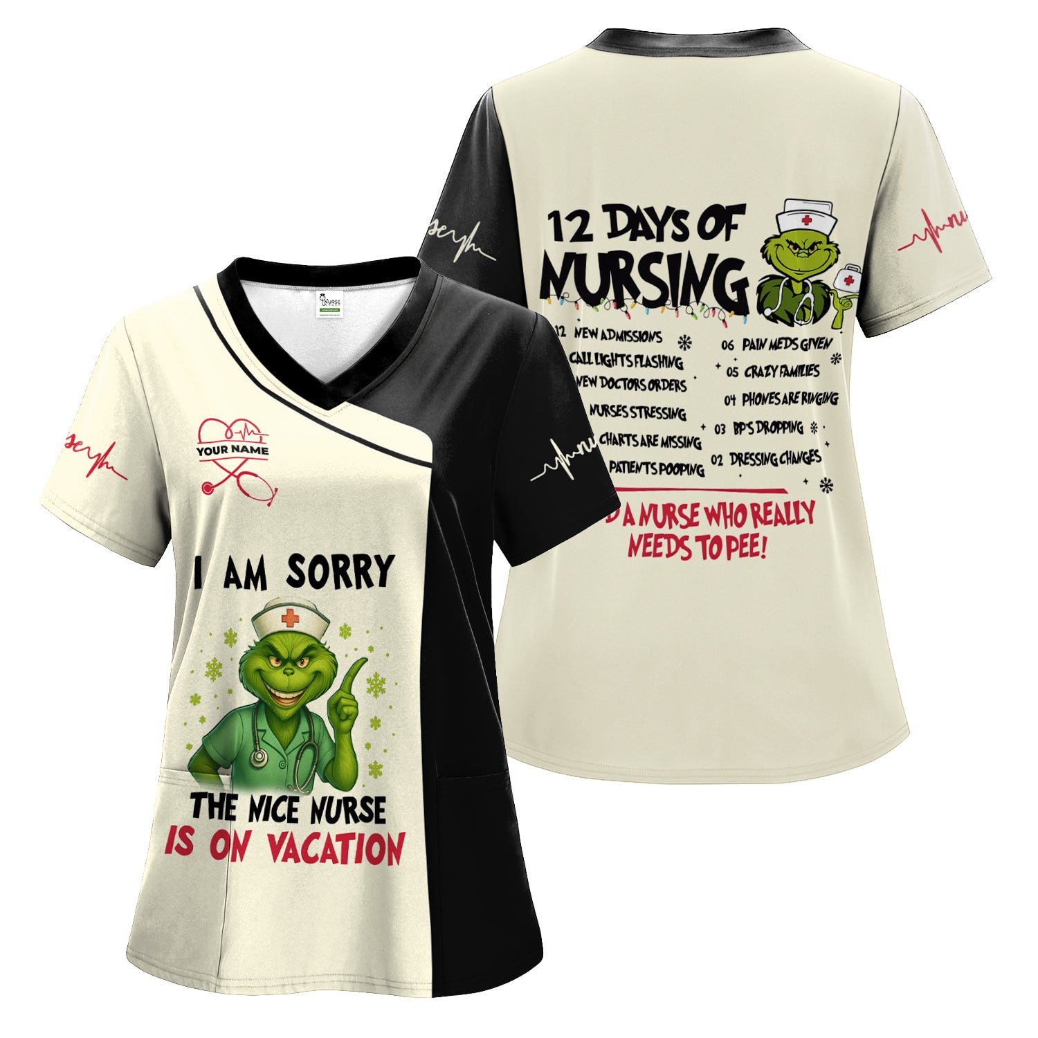 Personalized Funny Nurse Christmas Shirt - The Nice Nurse Is On Vacation Sarcastic Quote - Gift for RN LPN CNA
