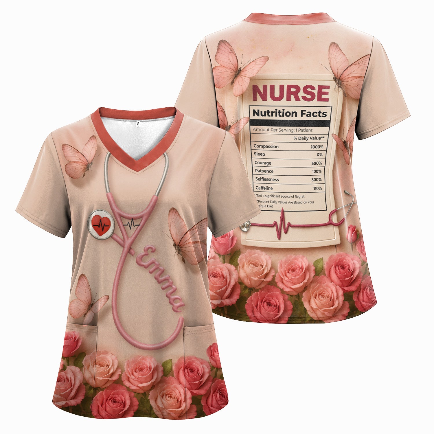 Nurse Nutrition Facts Shirt - Custom Graphic Tee for RN, LPN, Nurse Practitioners - Nursing Gifts For Her
