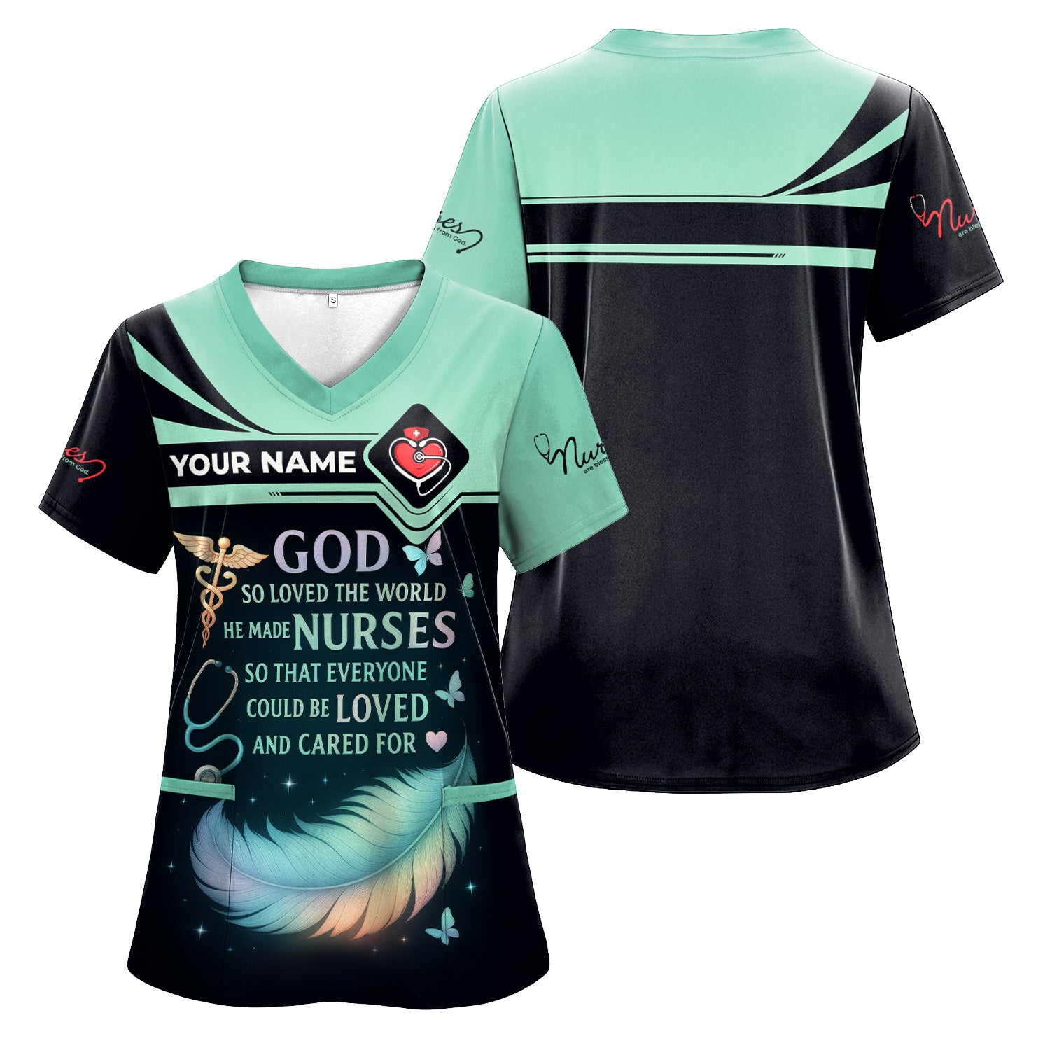 Personalized Nurse Shirt - God Loved The World He Made Nurses - Inspirational Nurse T-shirt for RN, CNA, LPN Healthcare Workers