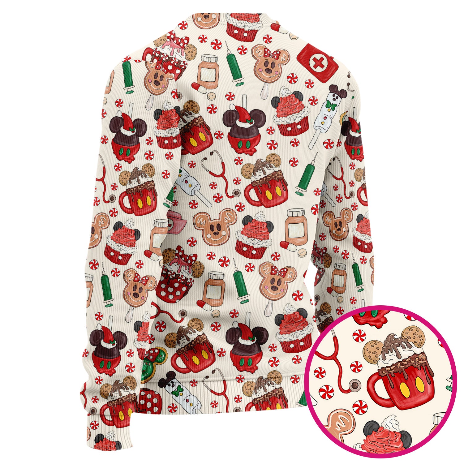 Gingerbread Christmas Comfortable Scrub Set for Nurses - Funny Cookies Candy Cupcake Pants and V Neck Top - Holiday Med Uniform