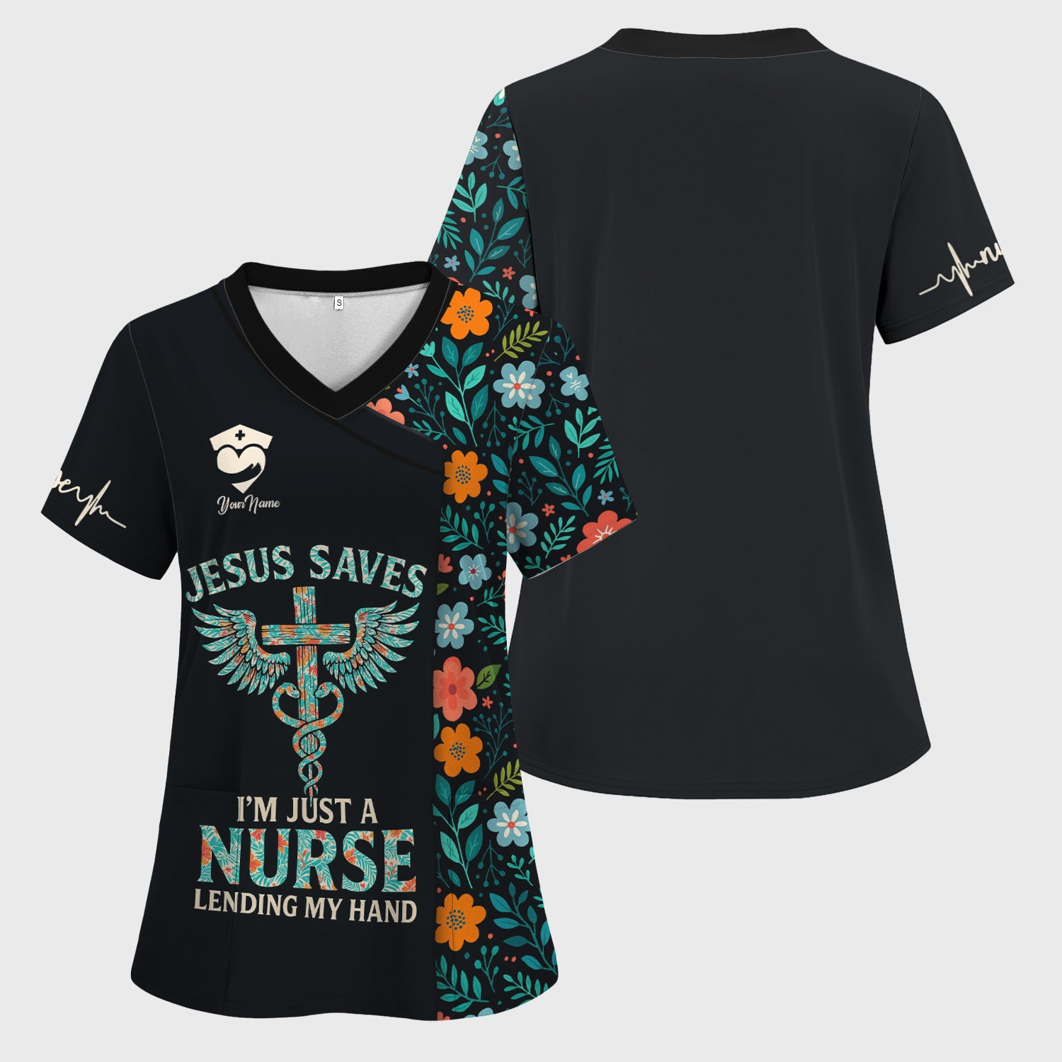 Custom Christian Nurse Shirt Jesus Saves Quote - Faith Based Nursing Graphic Tee - Gift for Healthcare Workers RN LPN