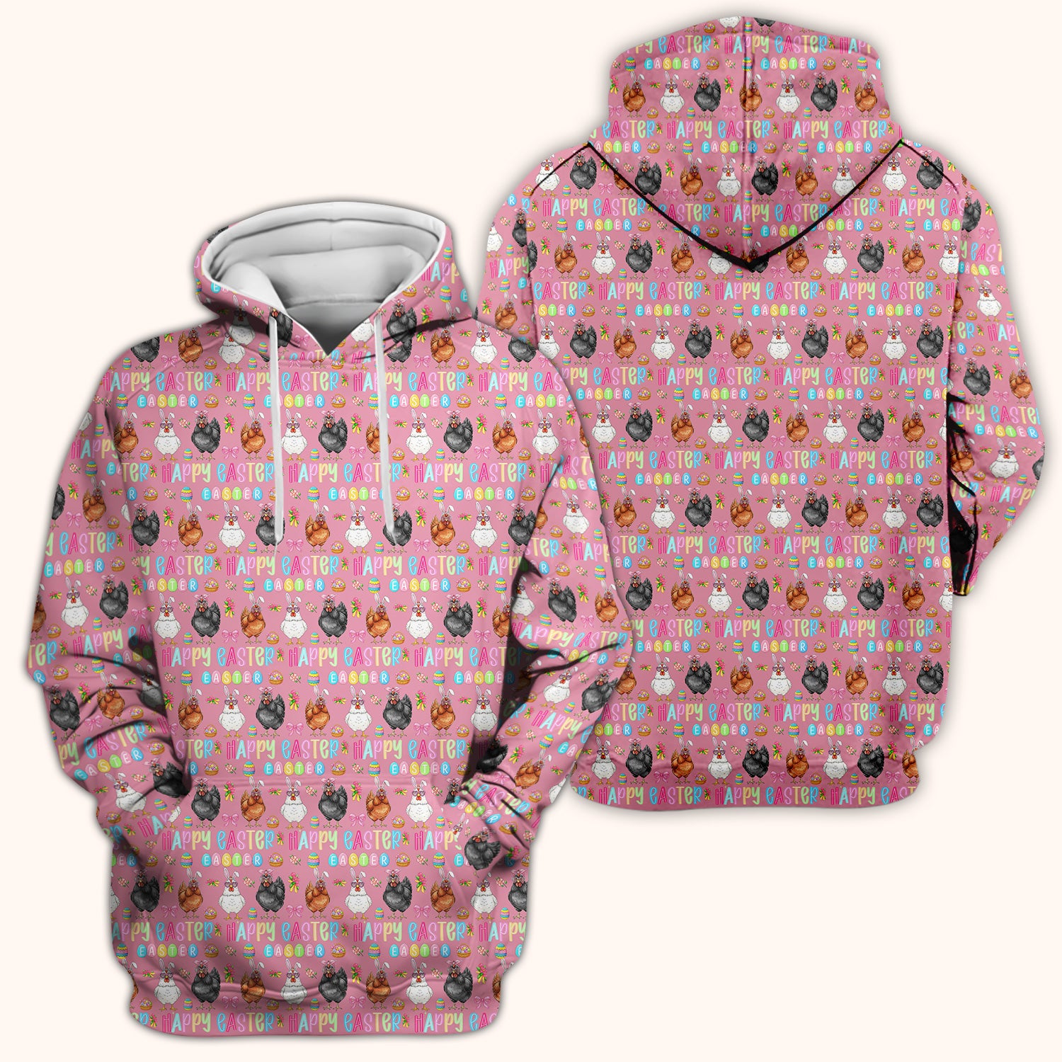 Happy Easter Bunny Eggs Pattern Scrubs Top, Comfortable Scrubs for Nurses