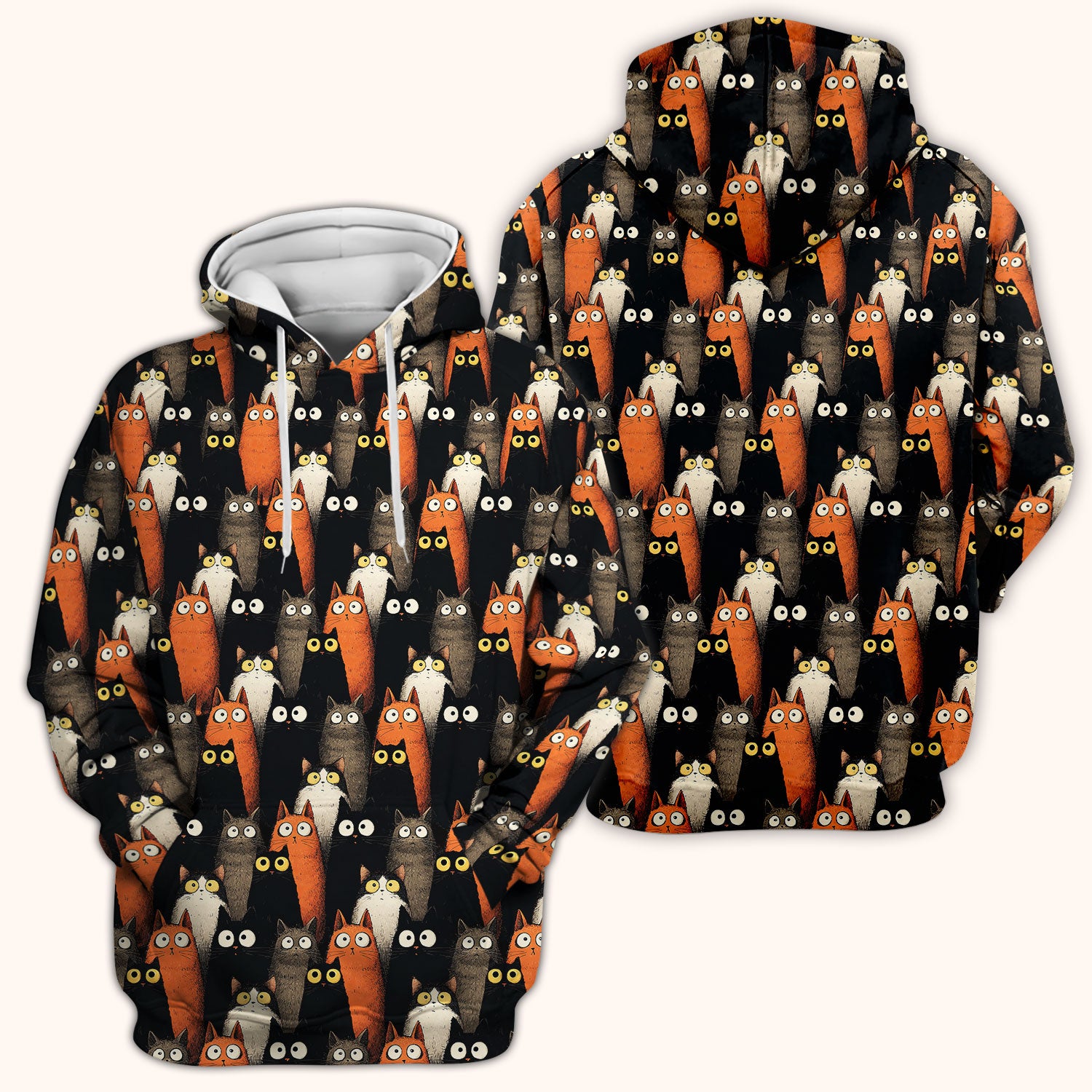 Black Cat Pattern Nurse Scrub Top, Cat Lover Nurse Shirt, Breathable Fabrics Nursing Uniform