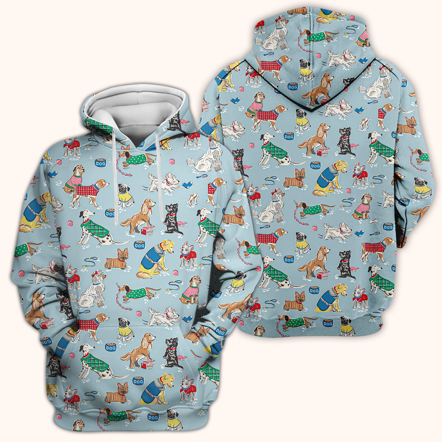Cute Dog Wearing Sweater Playing Ball Pattern Scrub Top, Comfortable Scrubs for Nurses