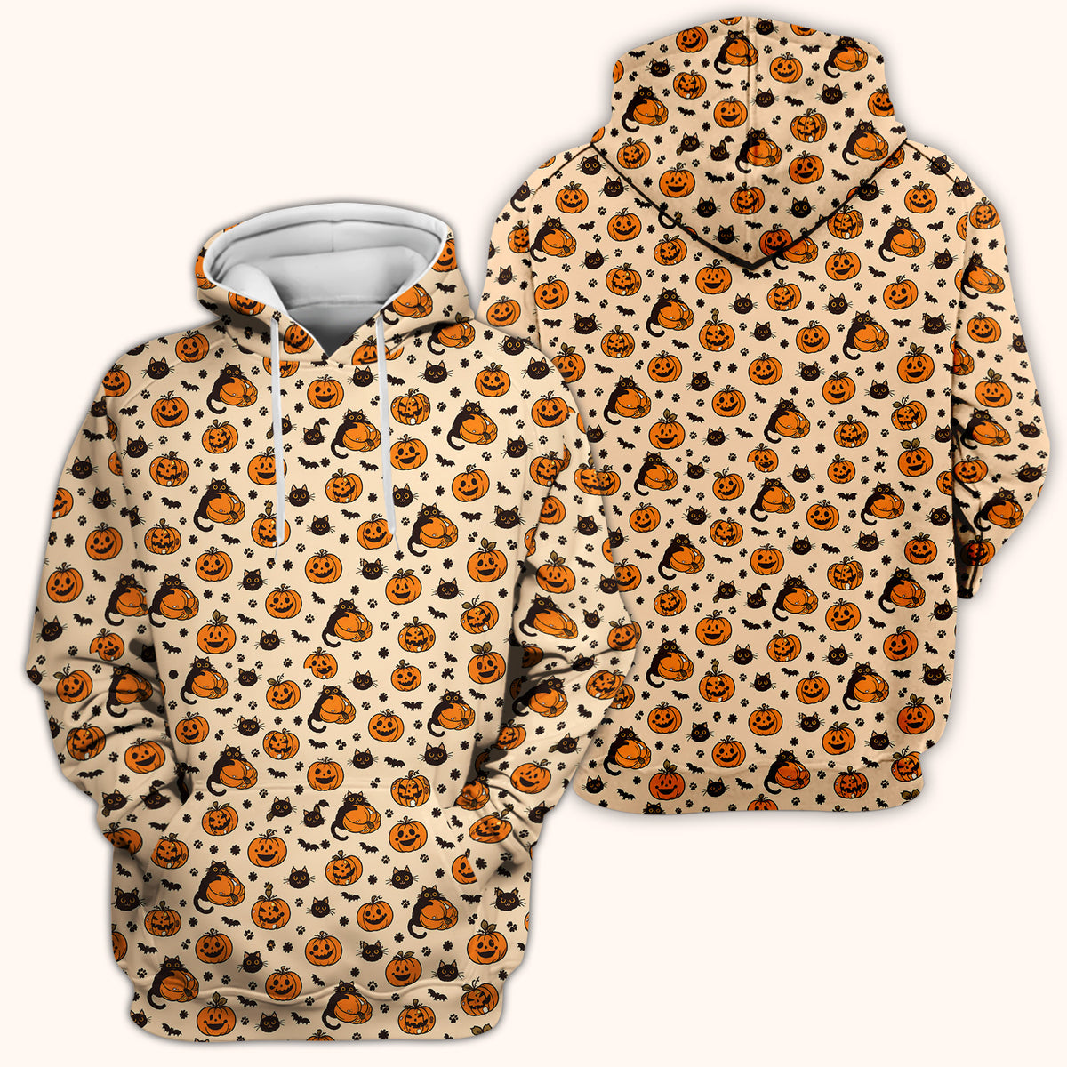 Cute Halloween Black Cat And Pumpkins Scrub Top, Comfortable Scrubs for Nurses