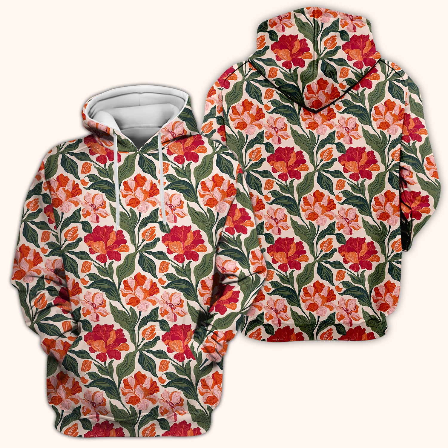 Pretty Tropical Floral Print Scrub Top, Comfortable Scrubs for Nurses