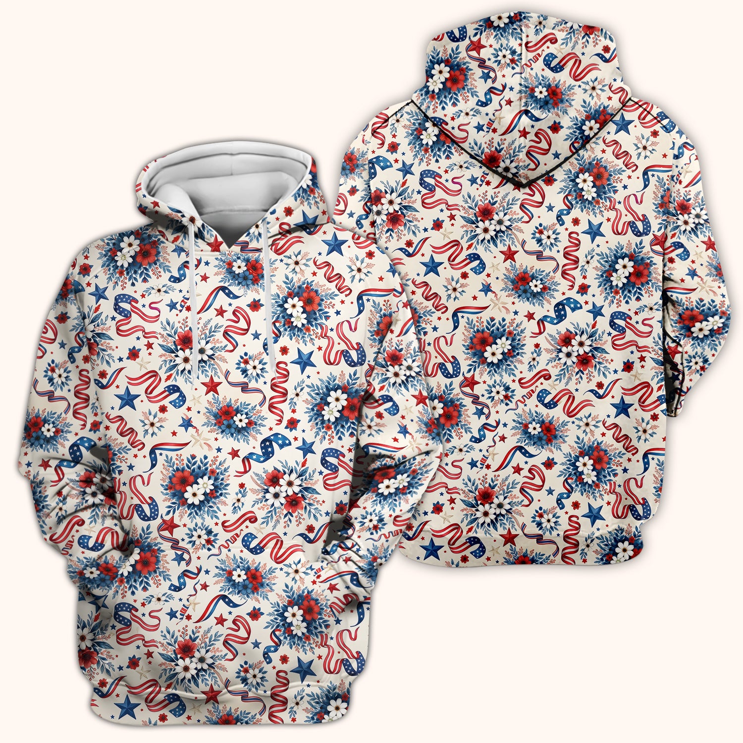 Patriotic Floral Ribbon Nurse for RN & CNA, Americana Healthcare Workers Uniform Scrub Top, Comfortable Scrubs for Nurses