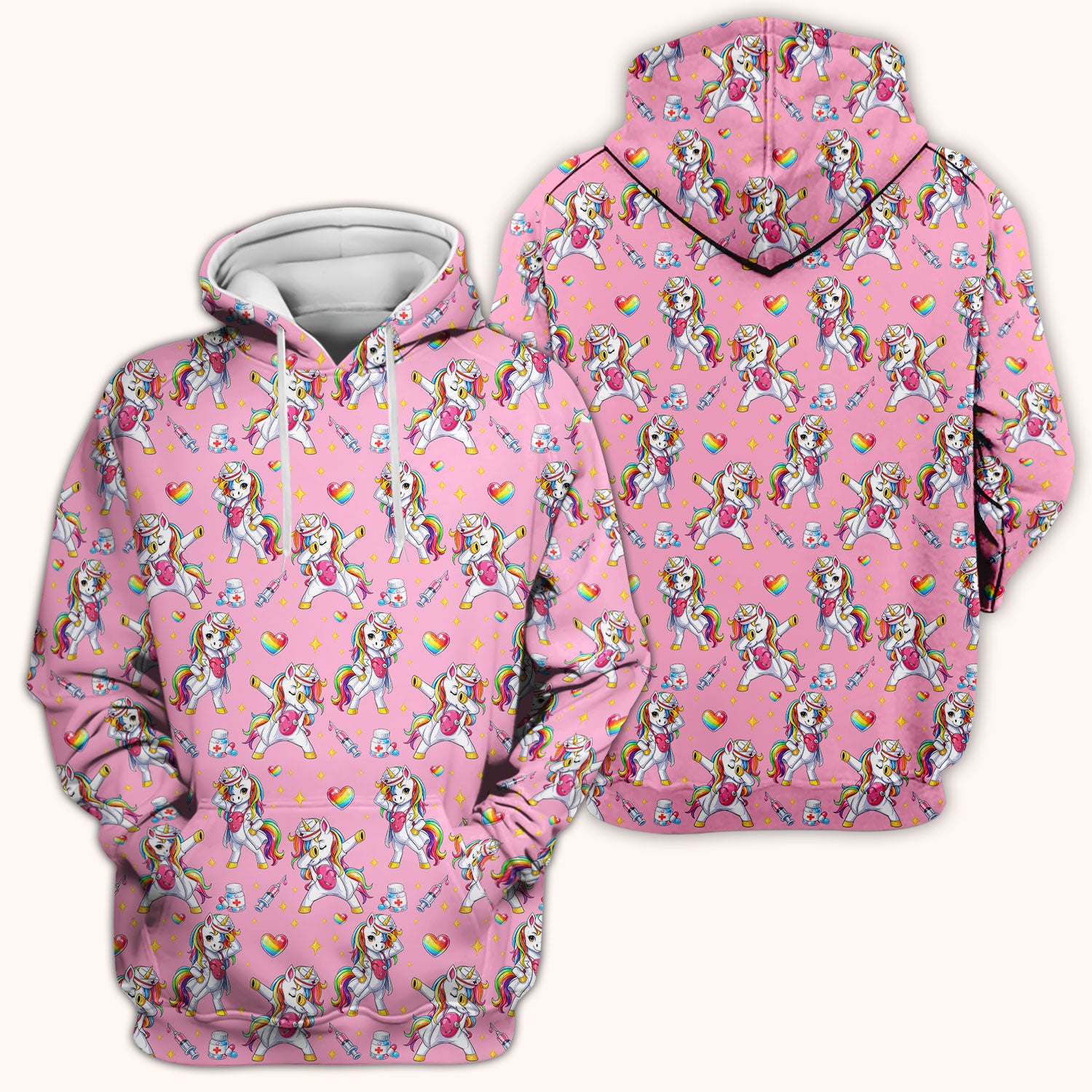 Playful Nurse Unicorn Rainbow Pattern Scrub Top, Comfortable Scrubs for Nurses