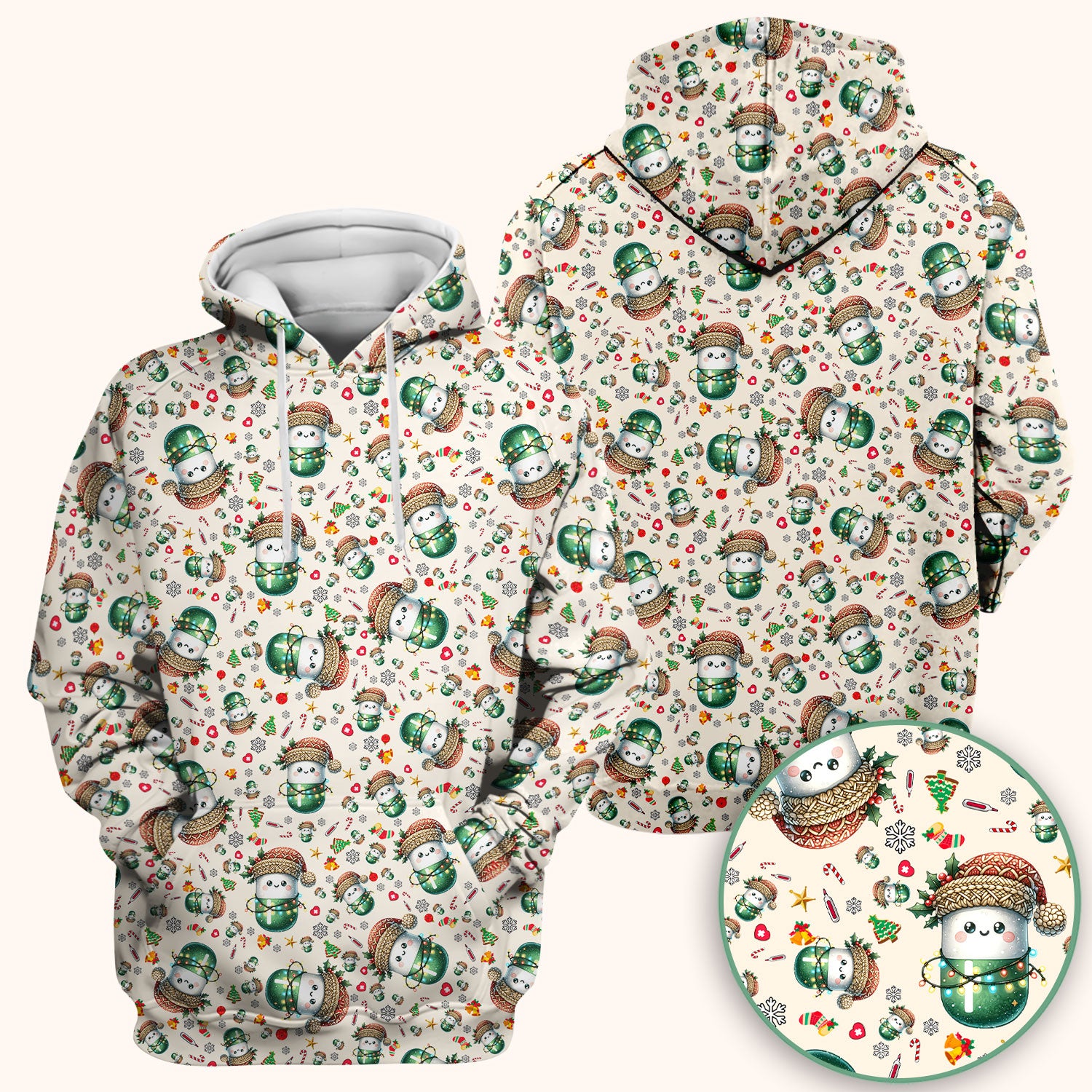 Pharmacy Tech Christmas Scrub Top – Cute Green Snowman Print Nurse Outfit – Funny Holiday Medical Uniform for Pharmacists