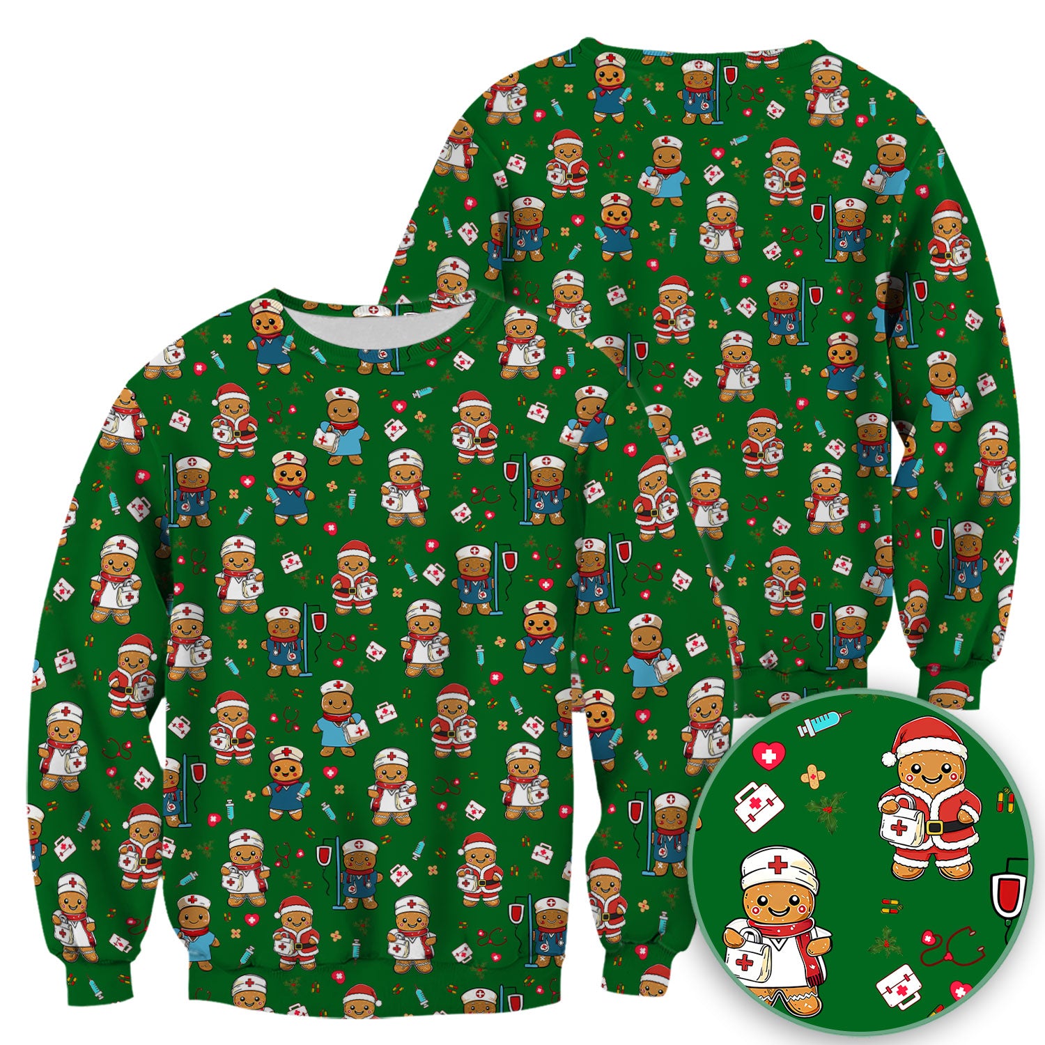 Christmas Gingerbread Nurse Scrub Top for Women - Cute Holiday Medical Uniform - Funny Shirt for RN LPN CNA Xmas Gift
