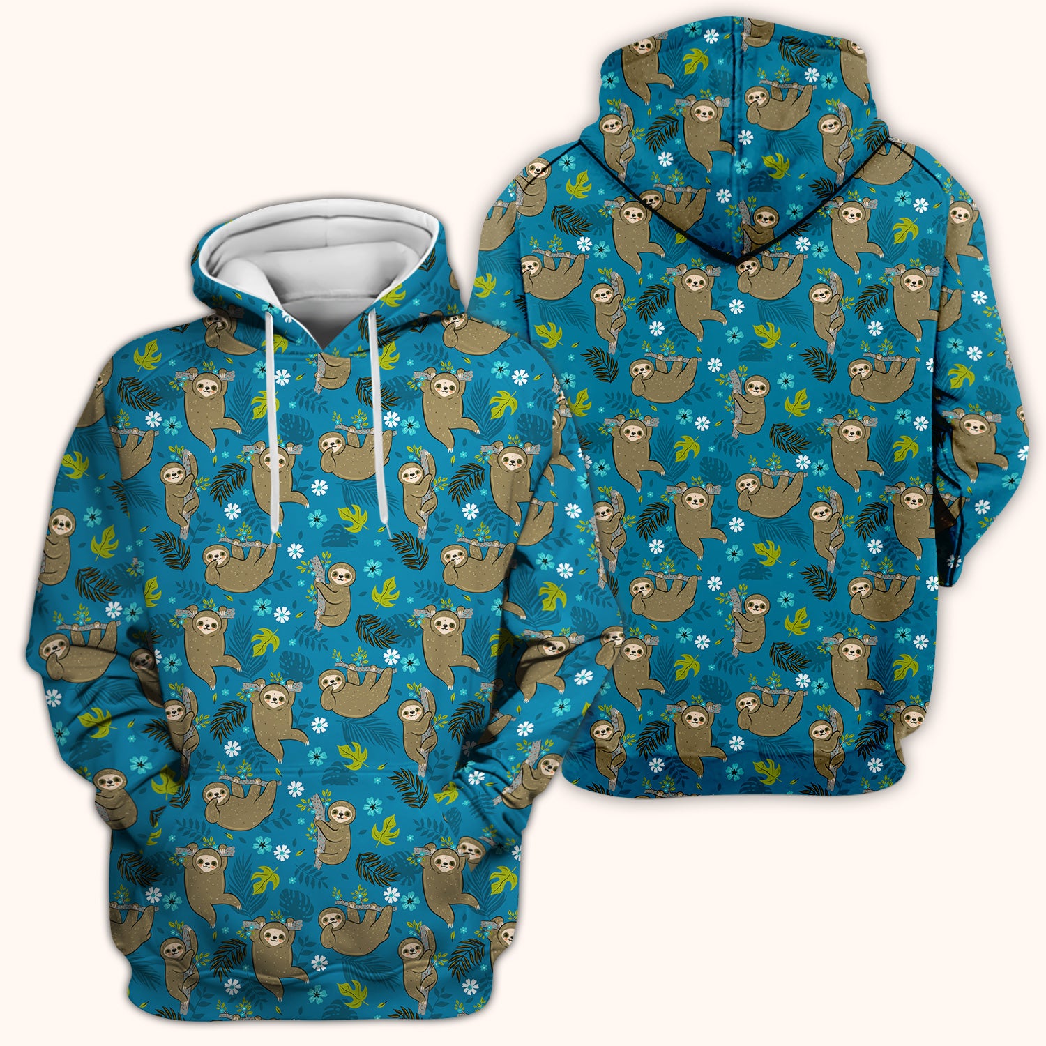 Jungle Tropical Sloth Pattern Scrub Top, Comfortable Scrubs for Nurses