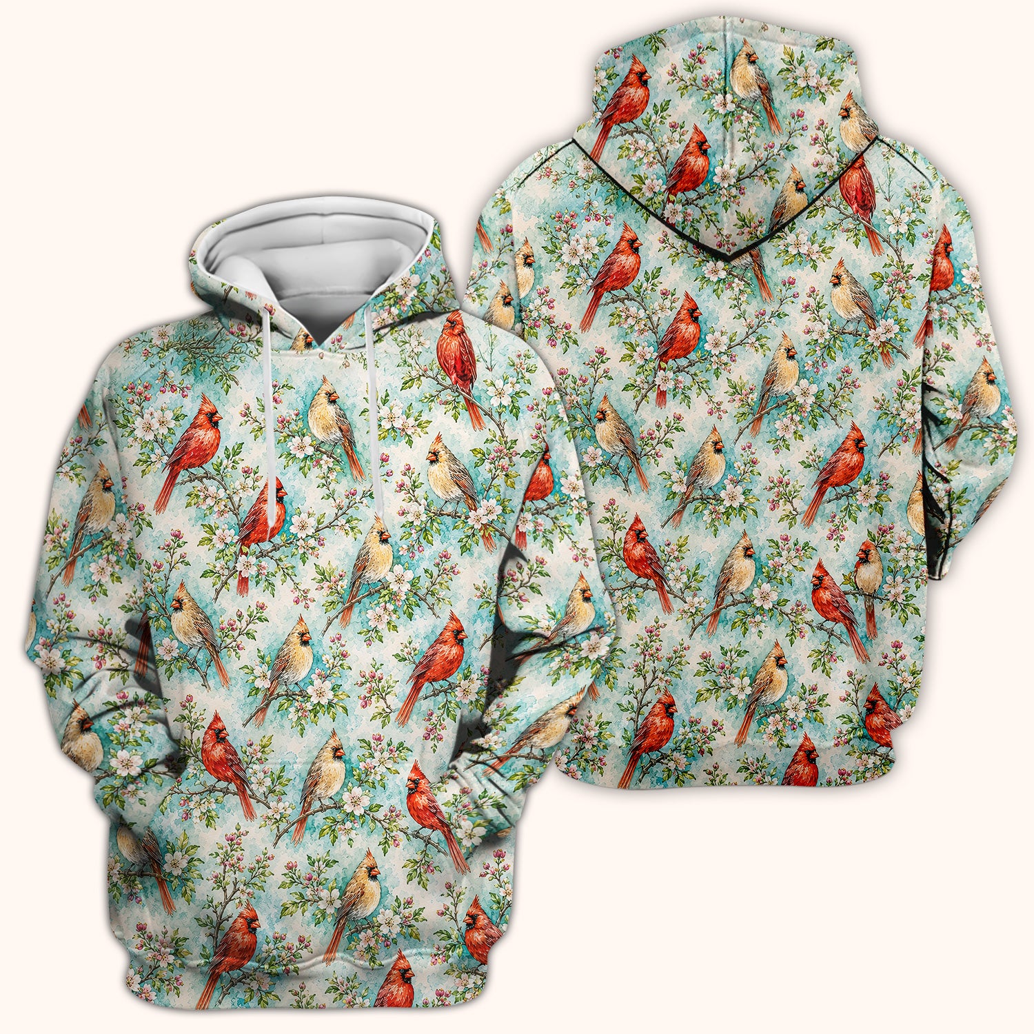 Cardinal Blossom Branch Pattern Scrub Top, Comfortable Scrubs for Nurses